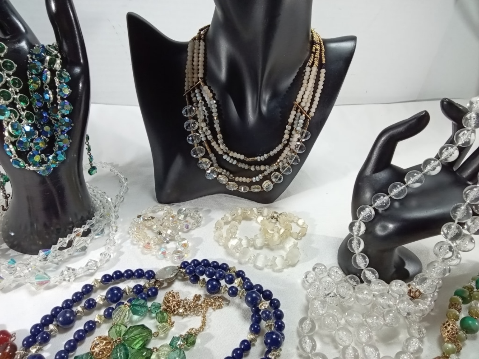Gold-Tone Beaded Necklace Lot, 14 Pieces