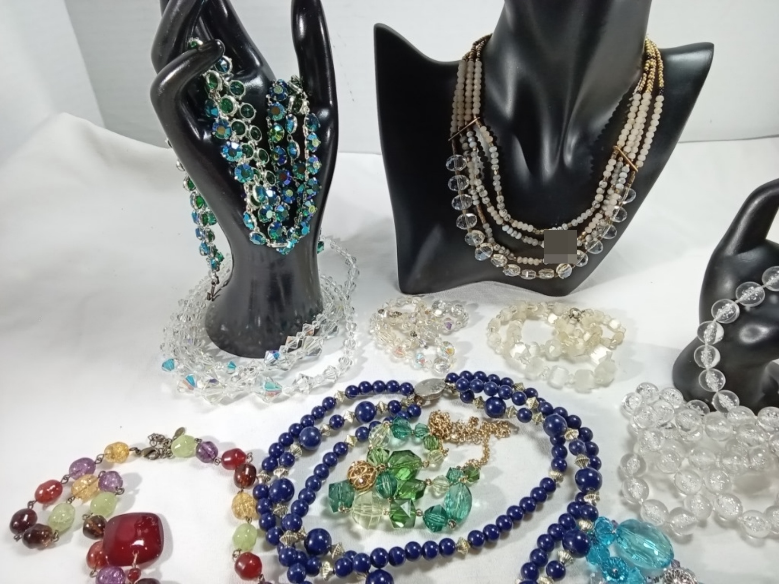 Gold-Tone Beaded Necklace Lot, 14 Pieces