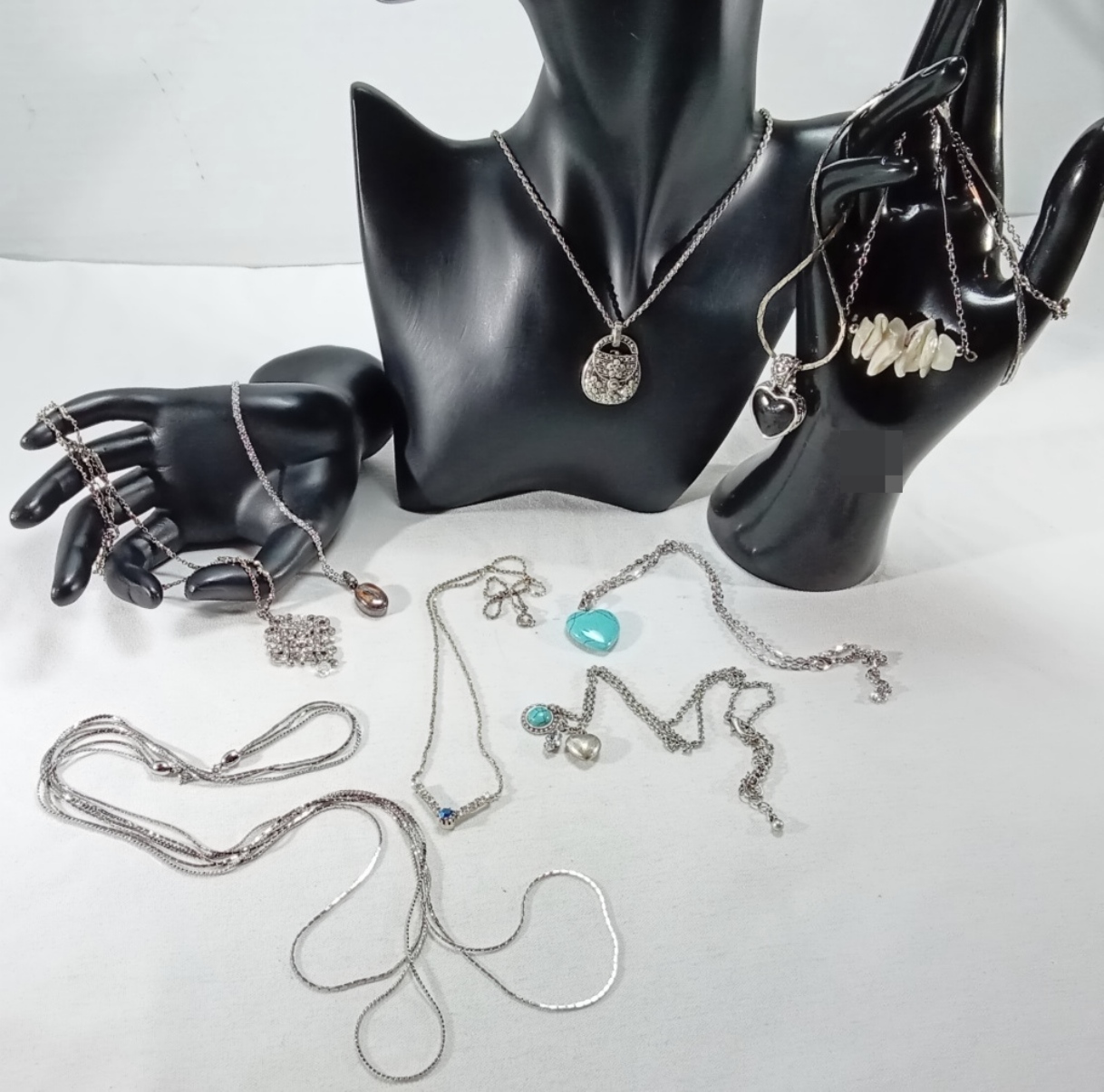 Silver-Tone Rhinestone Jewelry Lot, 9 Pieces