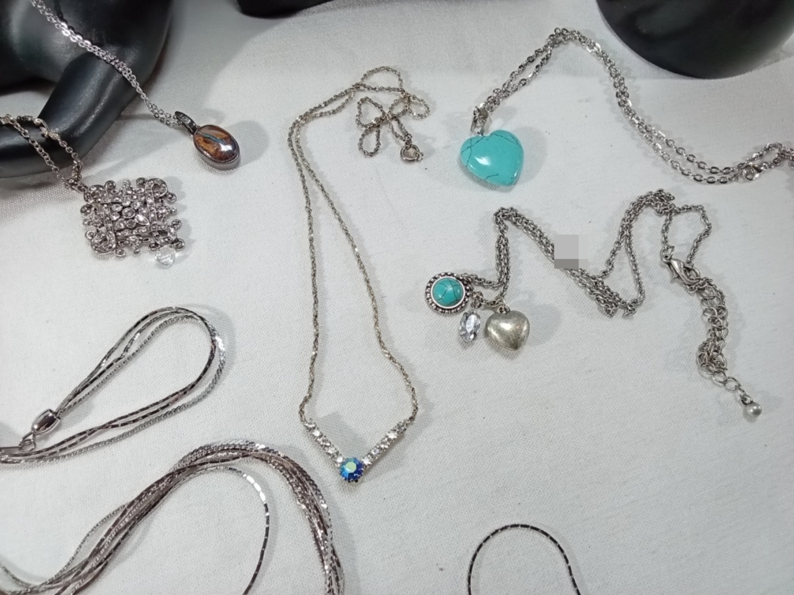Silver-Tone Rhinestone Jewelry Lot, 9 Pieces