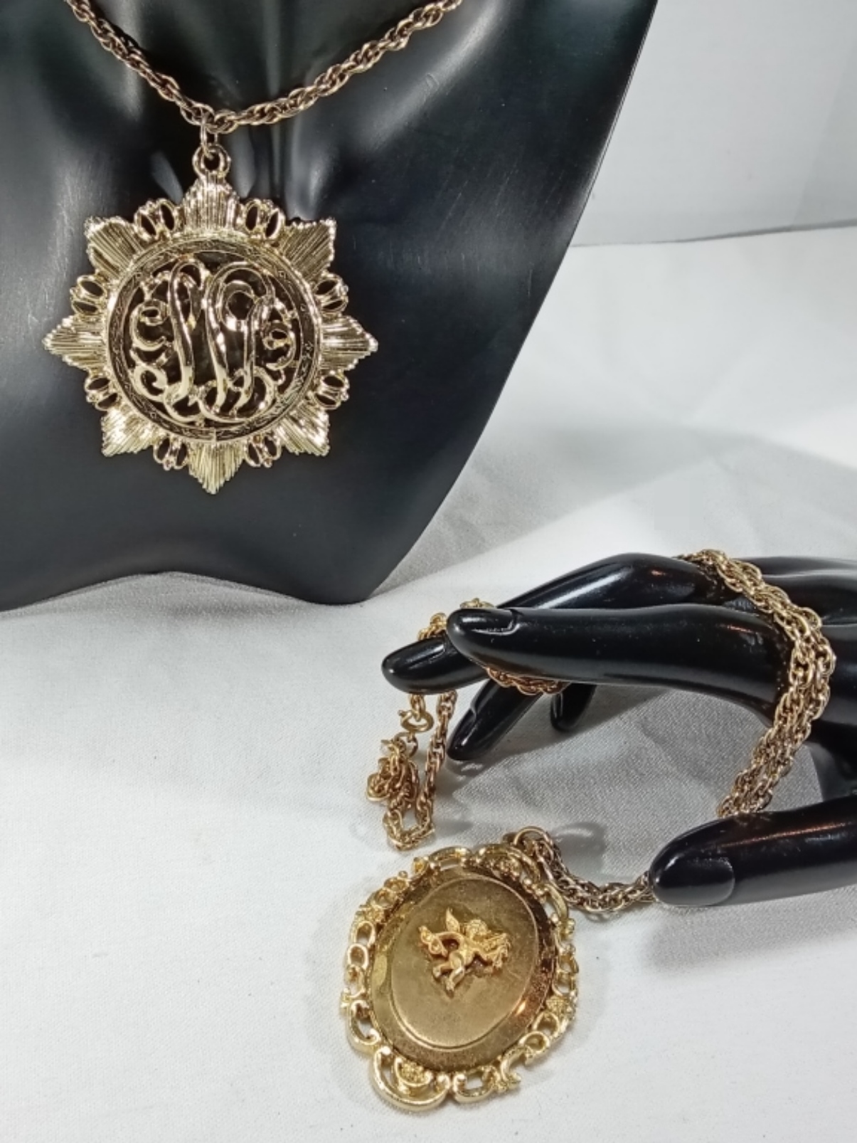 Gold-Tone Pendant Necklaces, Lot of 2