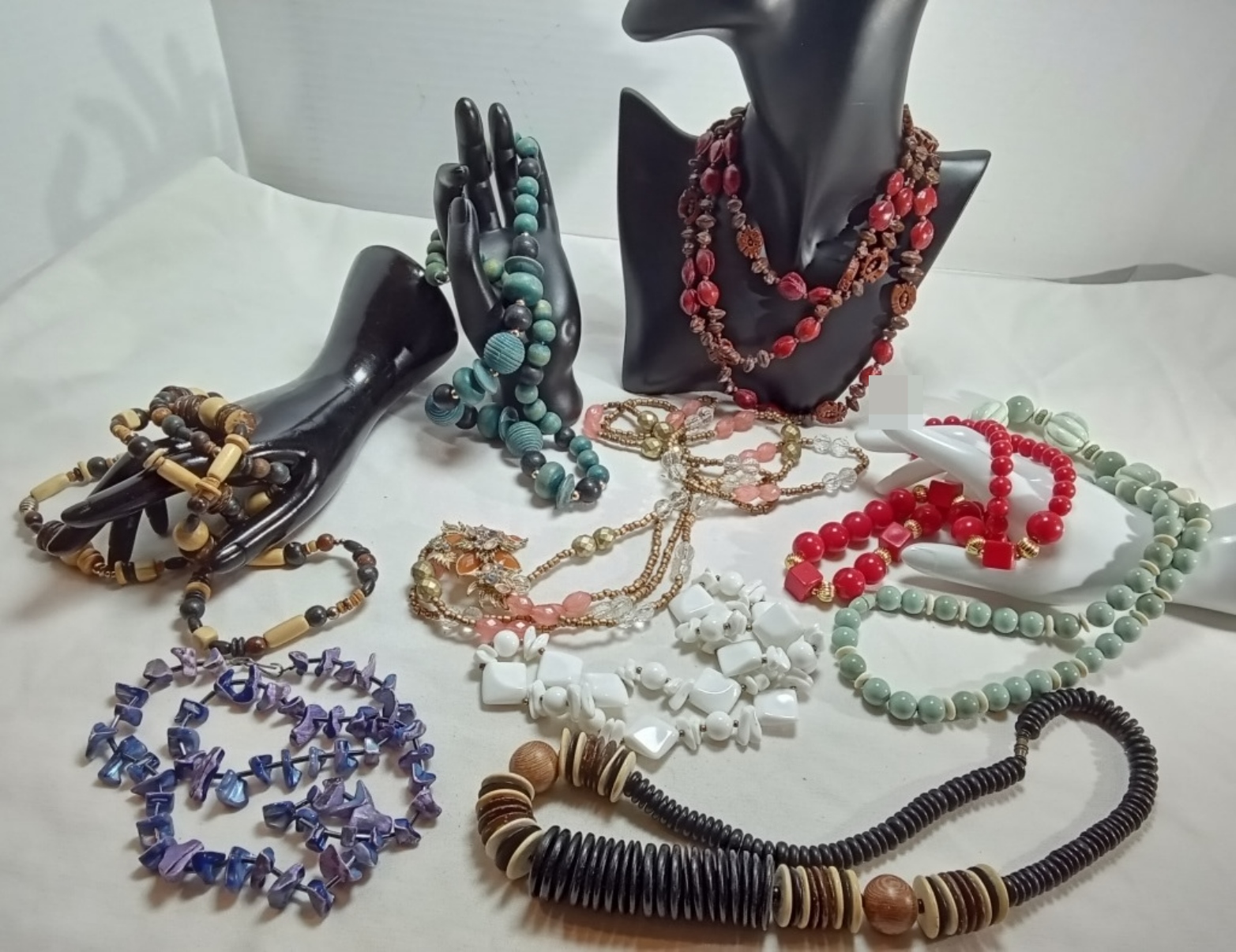 Beaded Jewelry Lot, 9 Pieces Mixed Materials
