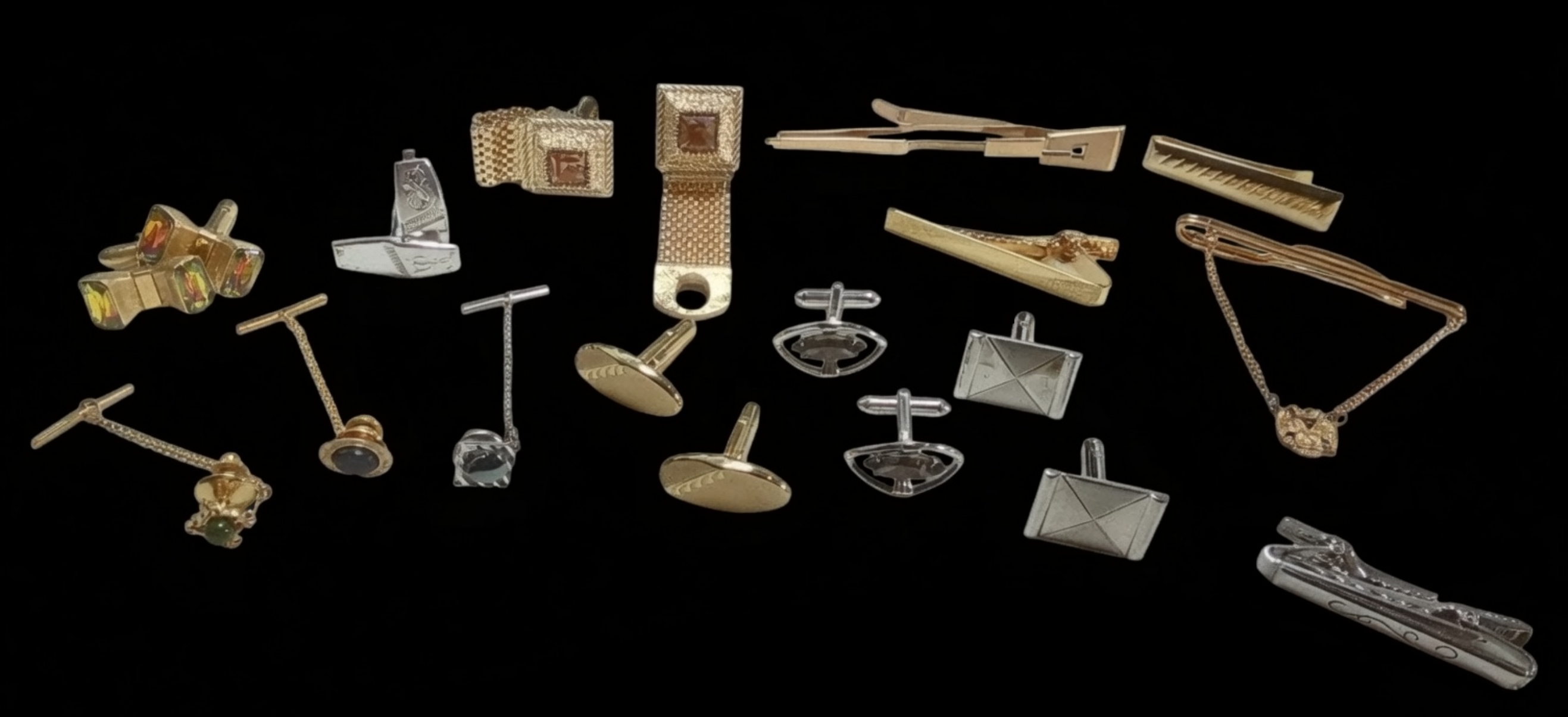 Vintage Cufflinks & Tie Clips, 14 Pieces