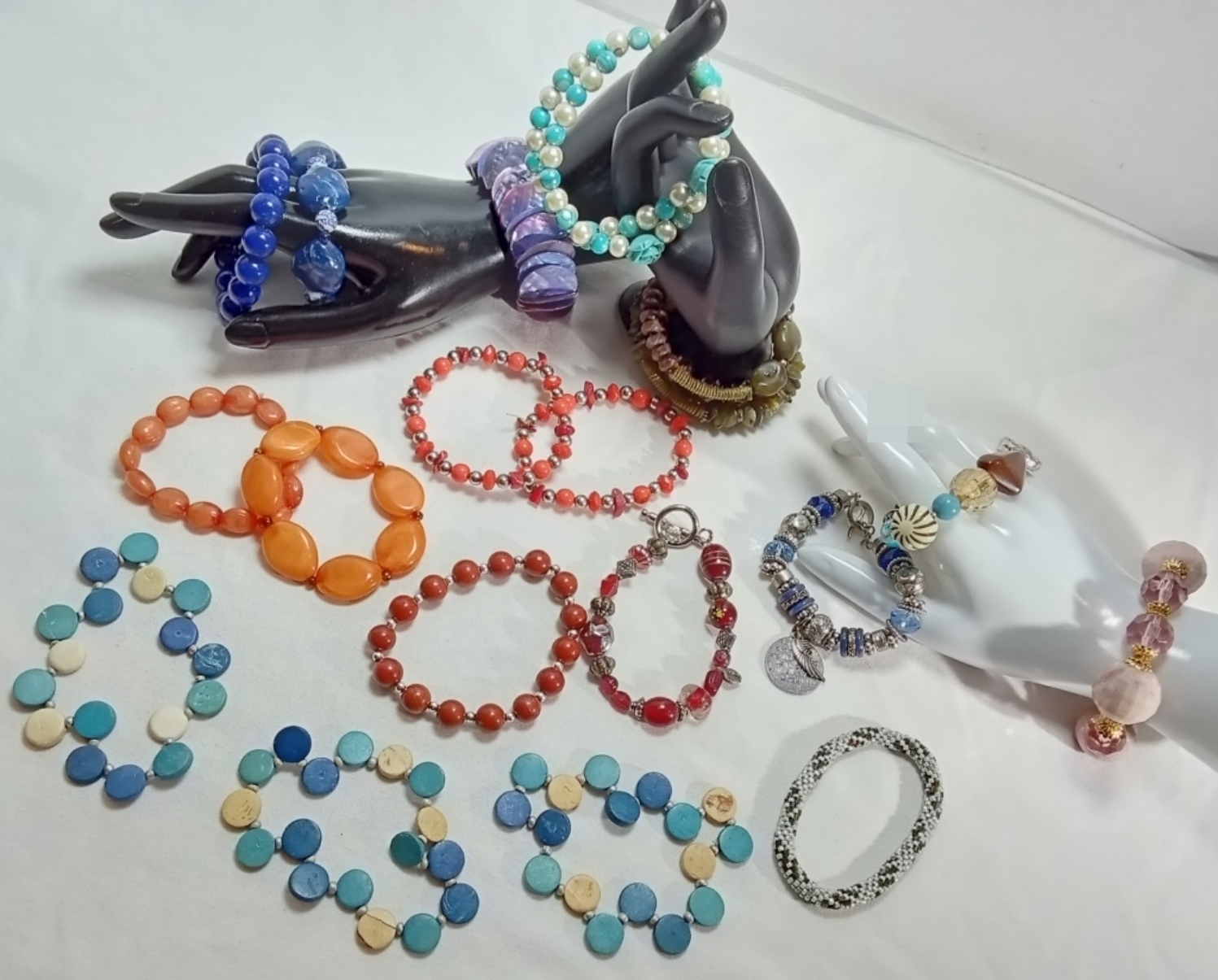 Beaded Jewelry Lot, 18 Pieces Mixed Materials