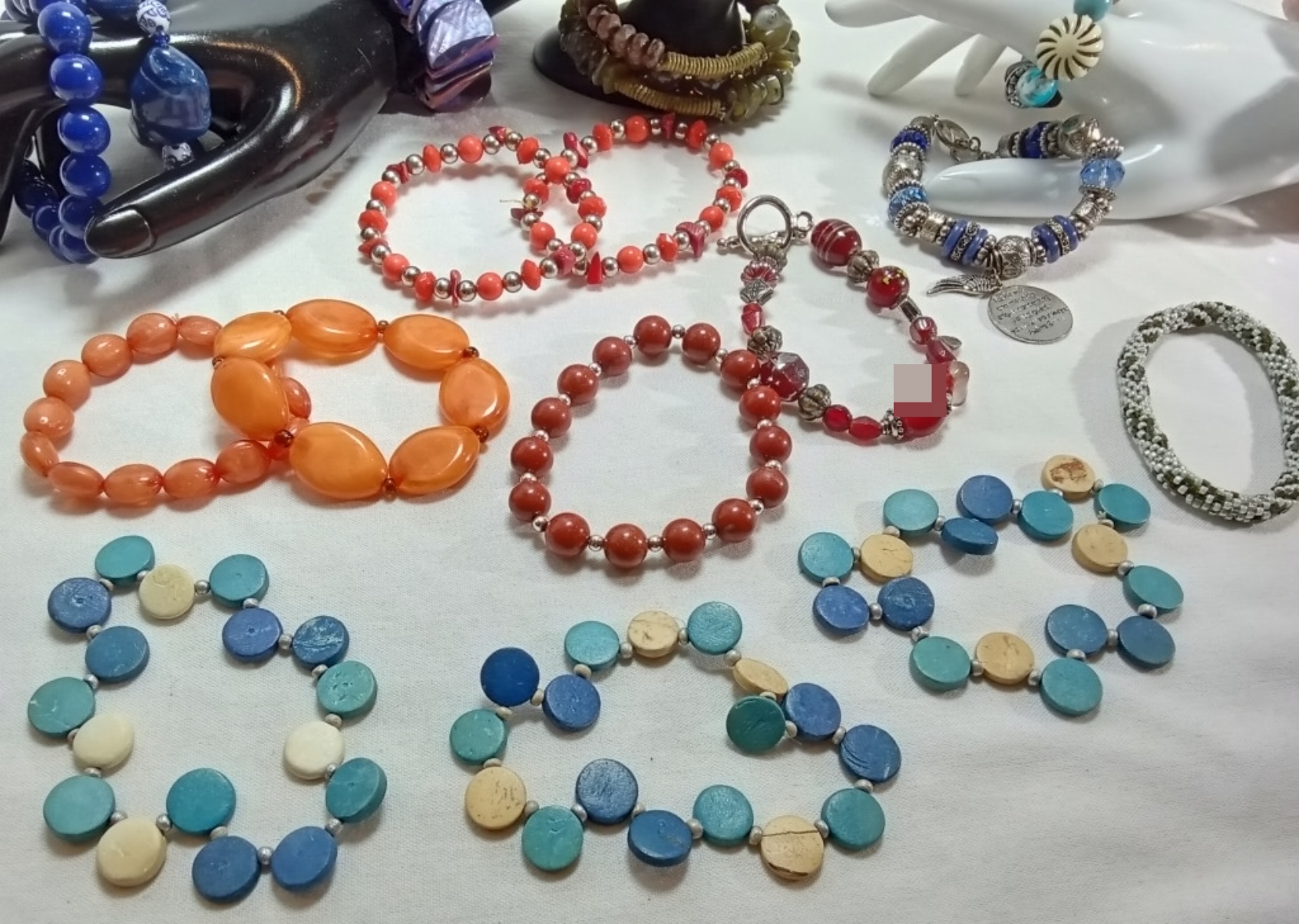Beaded Jewelry Lot, 18 Pieces Mixed Materials