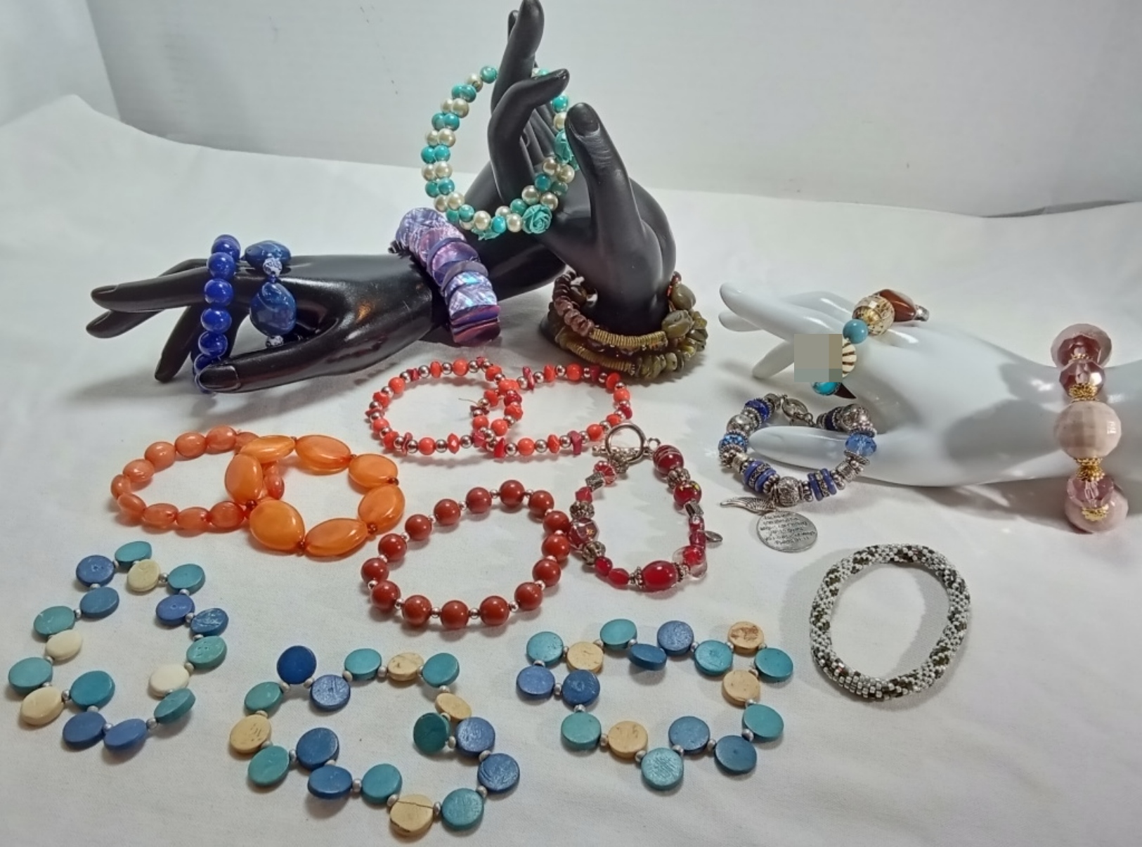 Beaded Jewelry Lot, 18 Pieces Mixed Materials