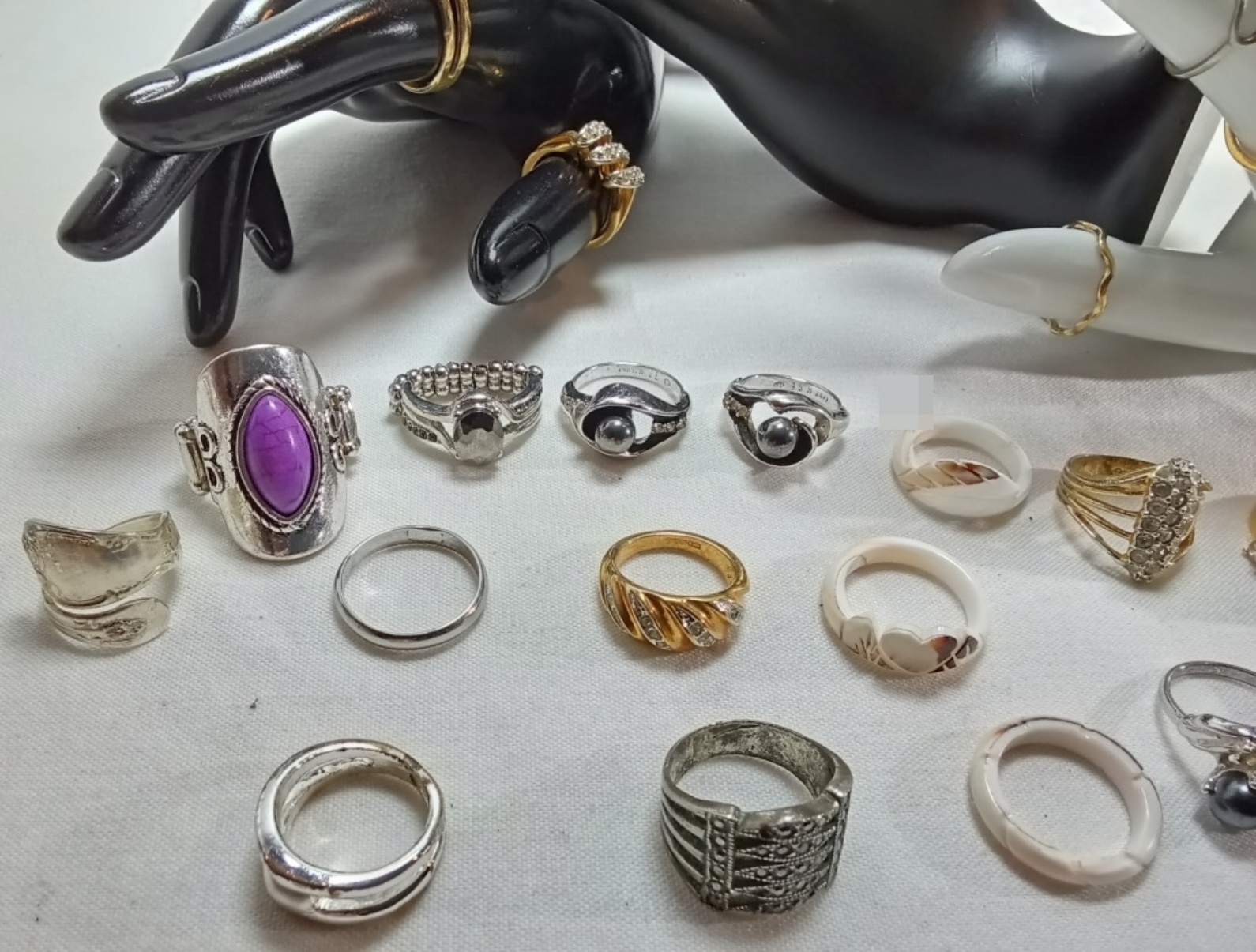 Ring Lot, 27 Pieces Mixed Metals & Stones