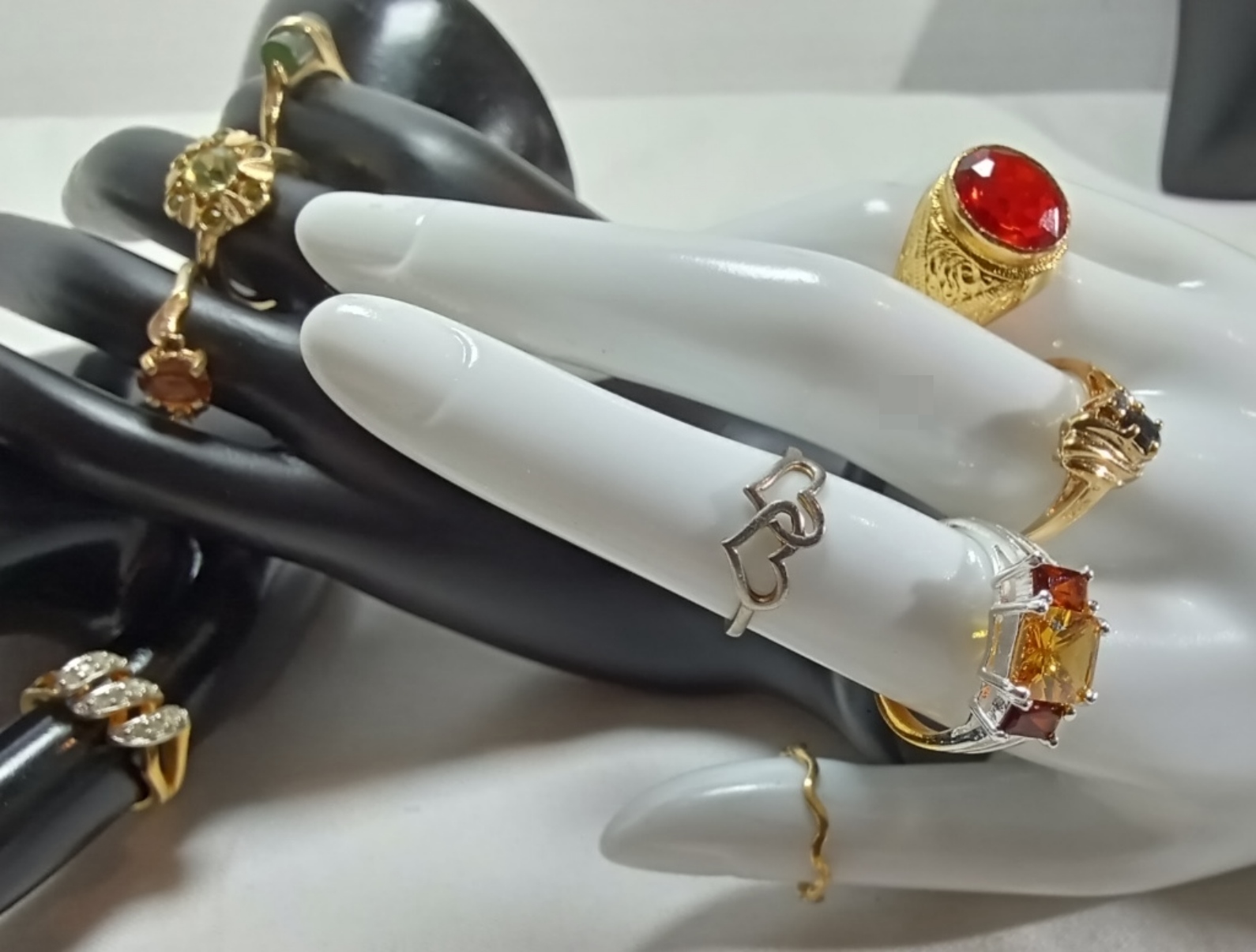 Ring Lot, 27 Pieces Mixed Metals & Stones