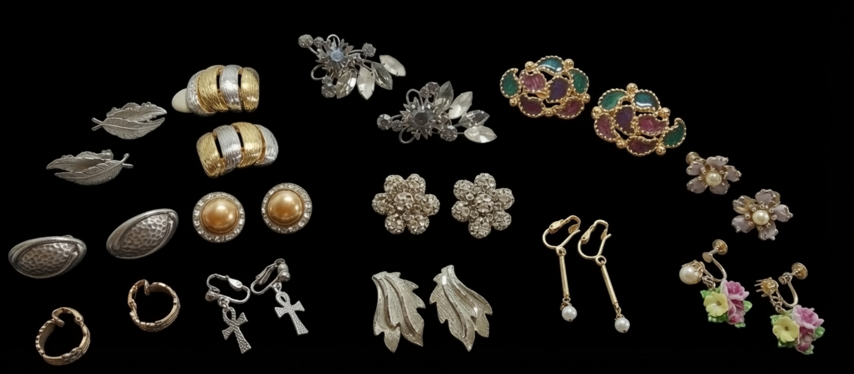 Vintage Costume Jewelry Lot, 13 Pieces Mixed