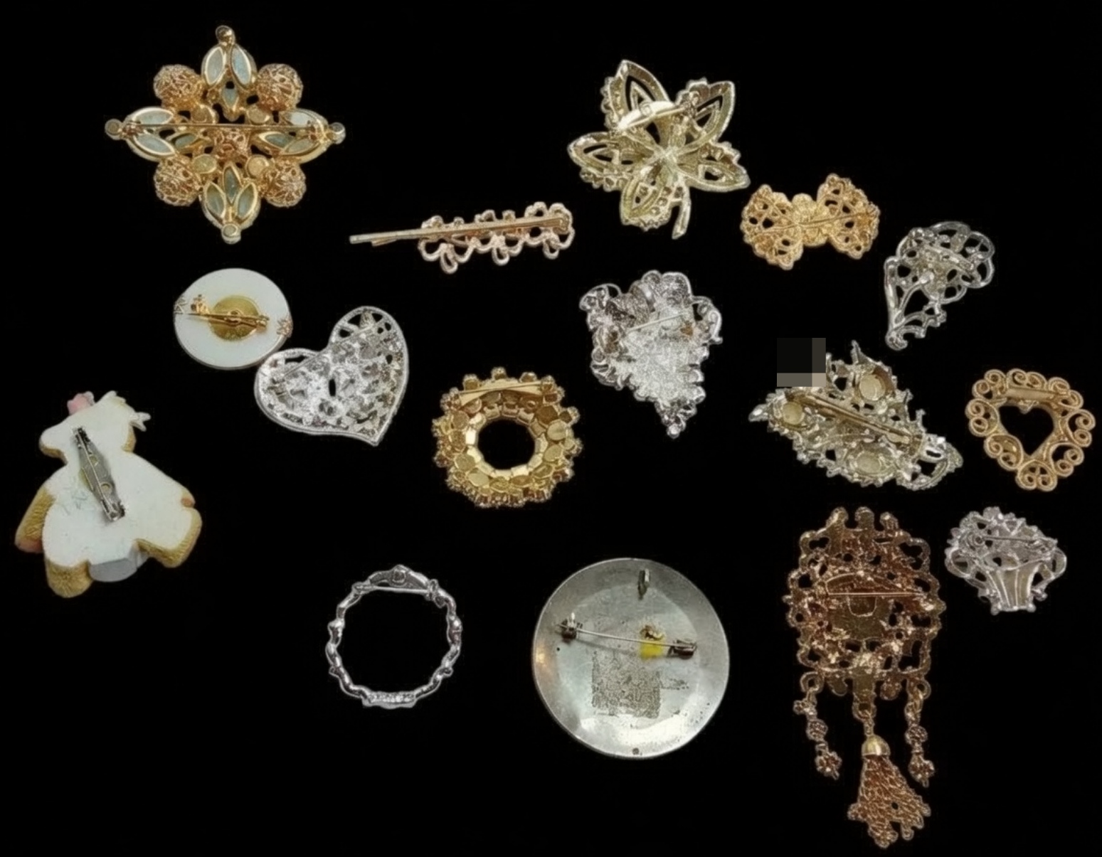 Vintage Costume Jewelry Lot, 16 Pieces Mixed