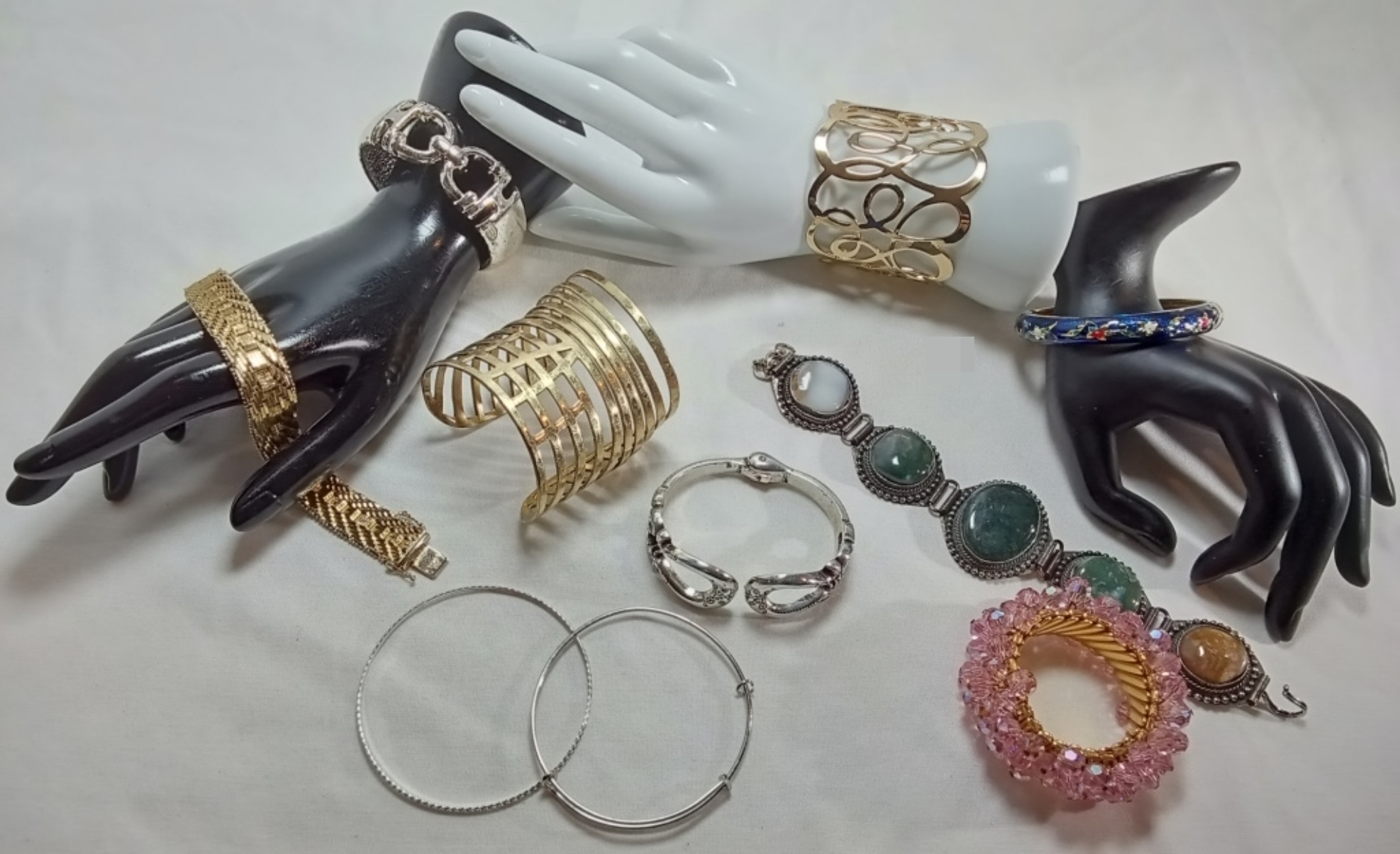 Mixed Jewelry Lot, 10 Pieces Silver & Gold Tone