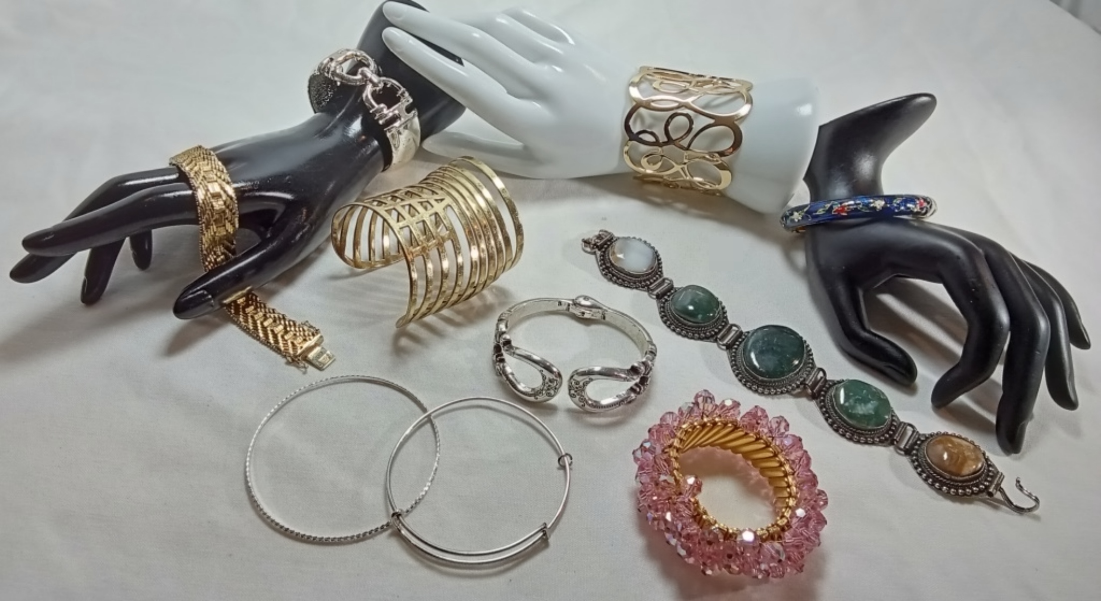 Mixed Jewelry Lot, 10 Pieces Silver & Gold Tone