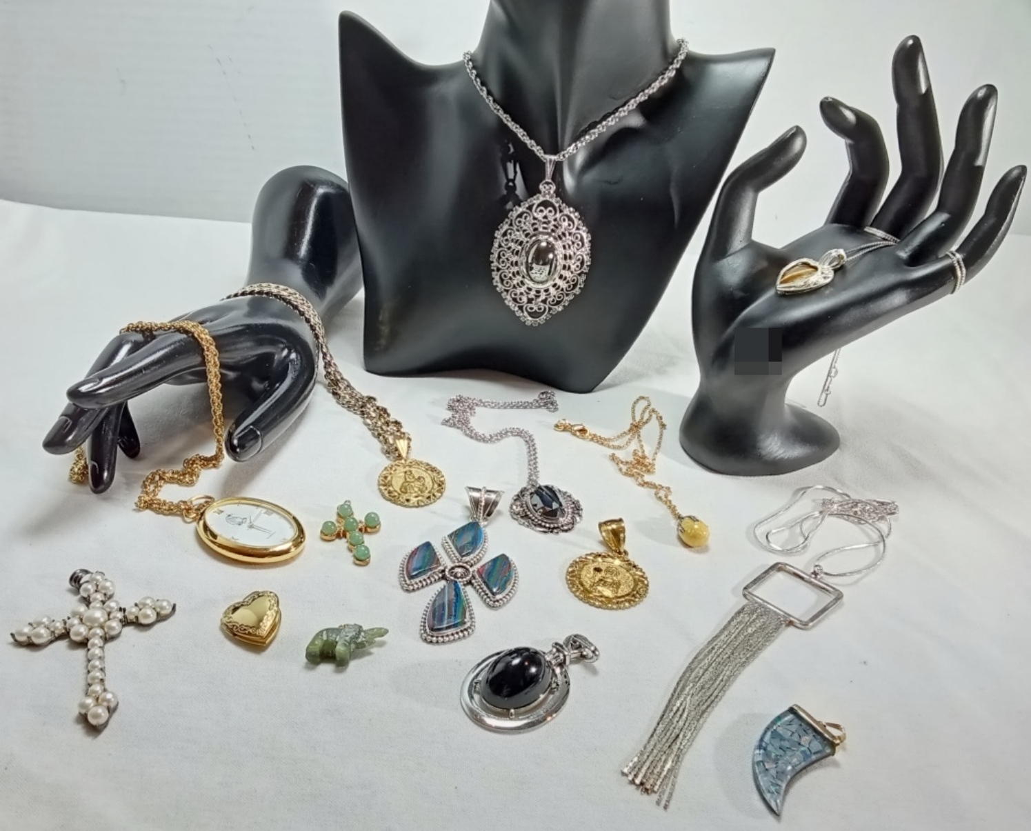 Mixed Jewelry Lot, 15 Pieces Silver & Gold-Tone