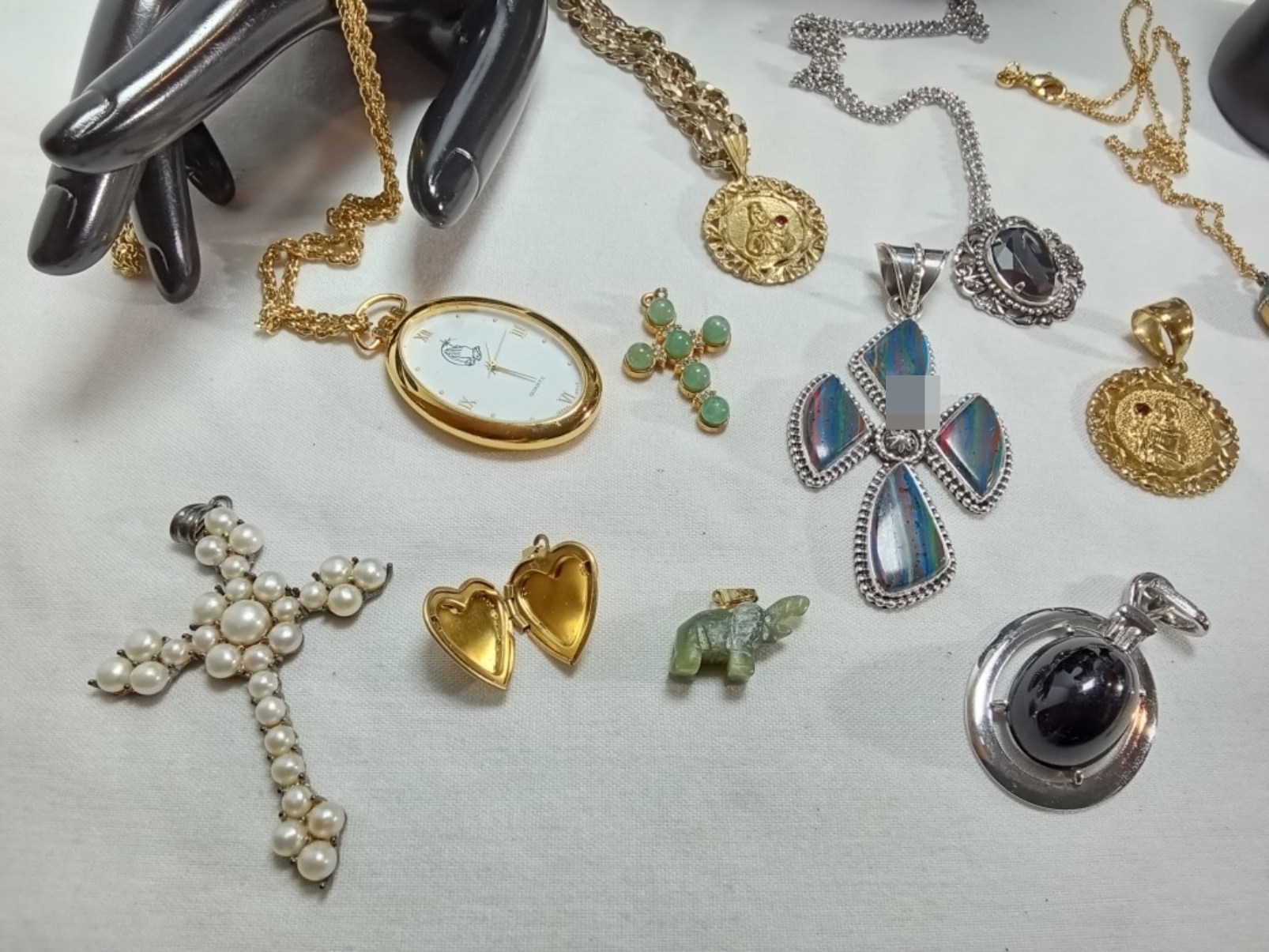 Mixed Jewelry Lot, 15 Pieces Silver & Gold-Tone