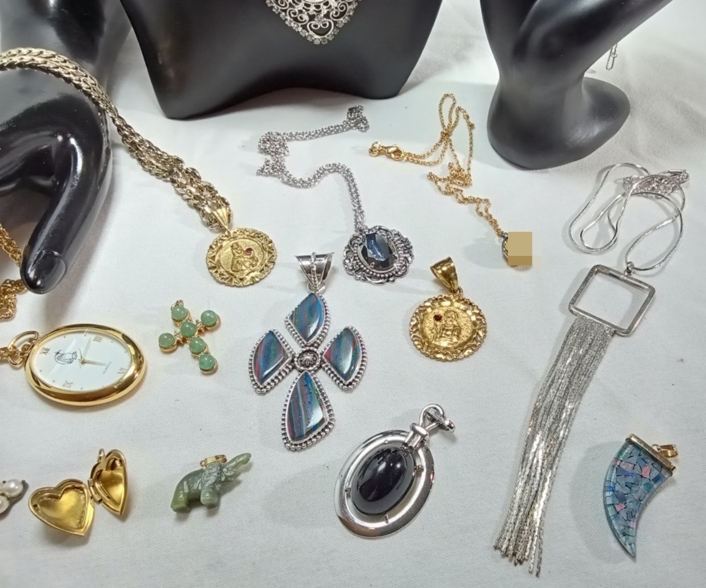 Mixed Jewelry Lot, 15 Pieces Silver & Gold-Tone