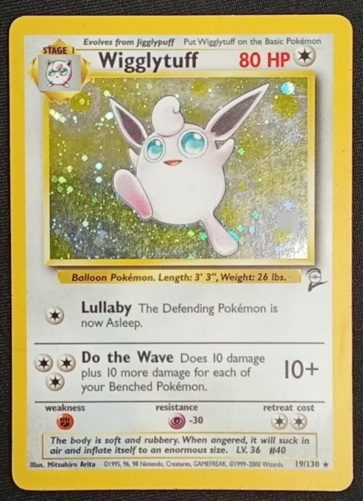Wigglytuff 19/130 Holo Card Base Set 2