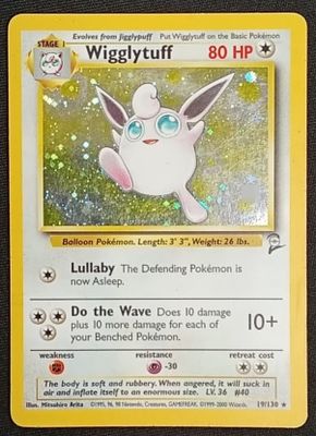 Wigglytuff 19/130 Holo Card Base Set 2. Base Set 2 release, identifiable by its unique set 