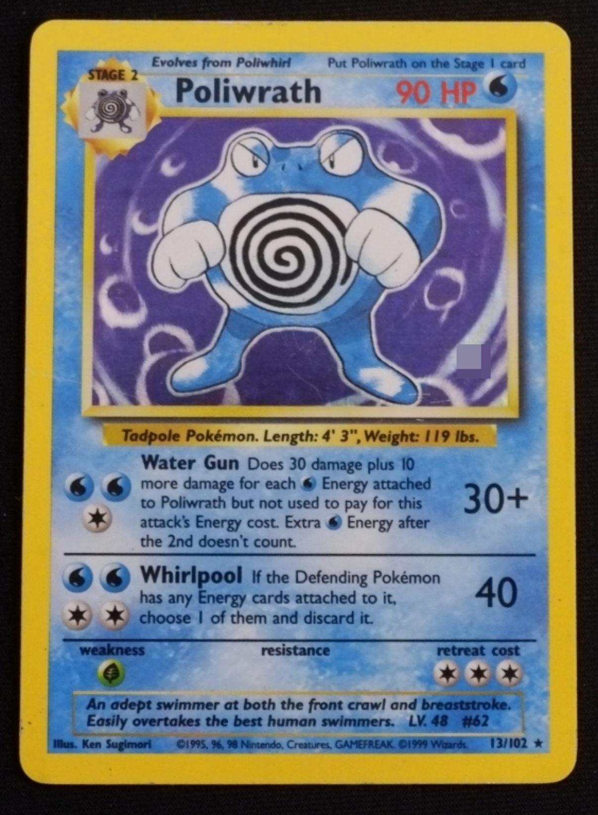1999 Pokemon Base Set Poliwrath card, #13/102.