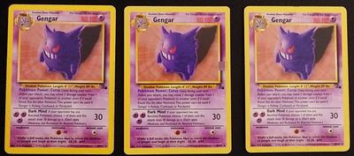 (3) 1999 Gengar Fossil Set. Gengar #20/62 non-holographic cards from the Fossil set.This card 