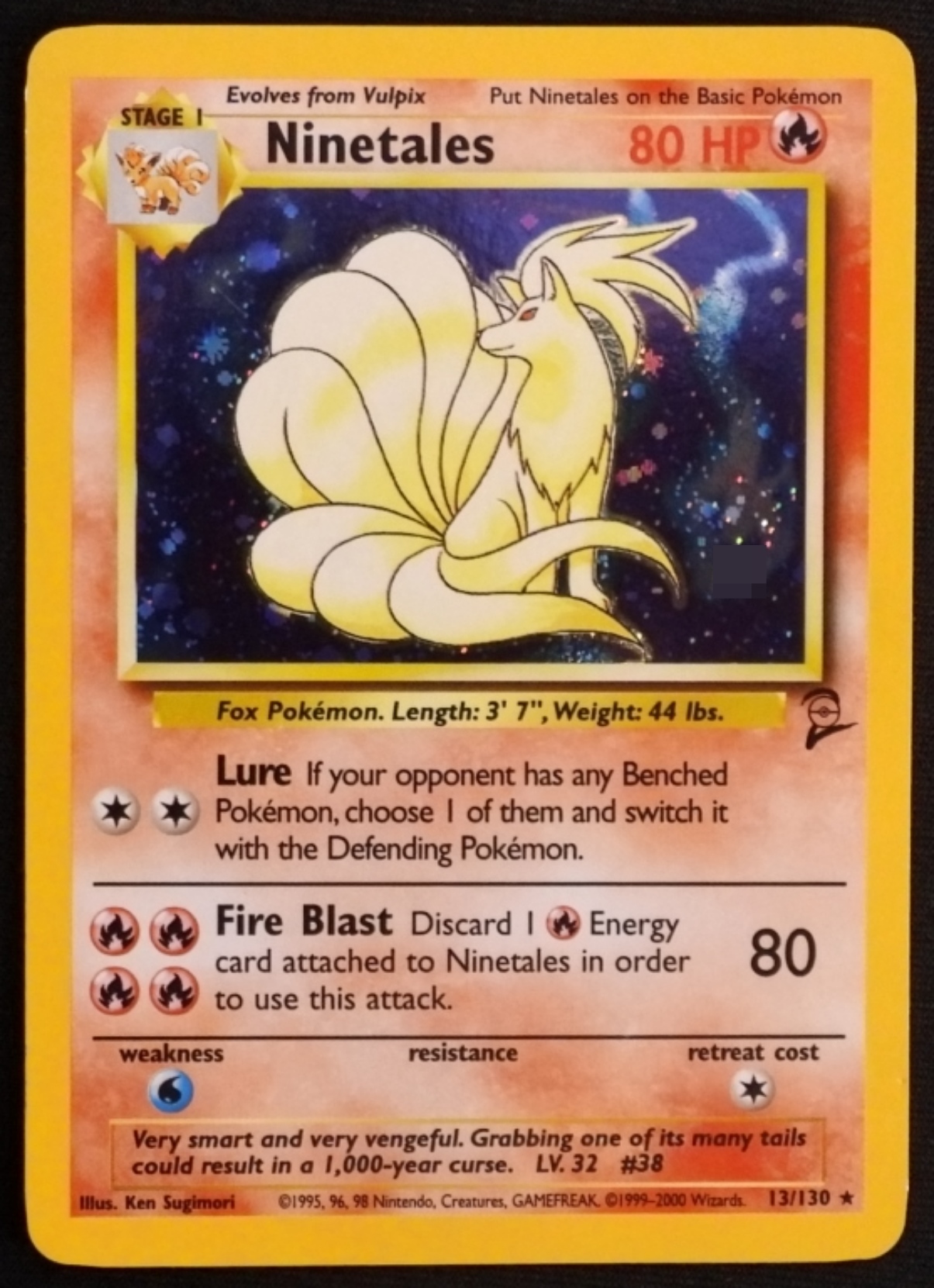 Ninetales Holo card from the Pokemon Base Set 2