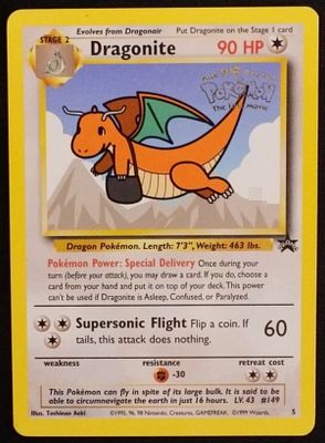 Dragonite #5 Star Promo Bent Corner. Wizards of the Coast Black Star Promos set. It was released 
