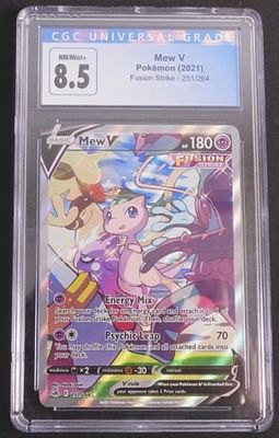 2021 Mew V Fusion Strike #251/264, CGC 8.5. This alternate-art Mew V comes from the 2021 Fusion 