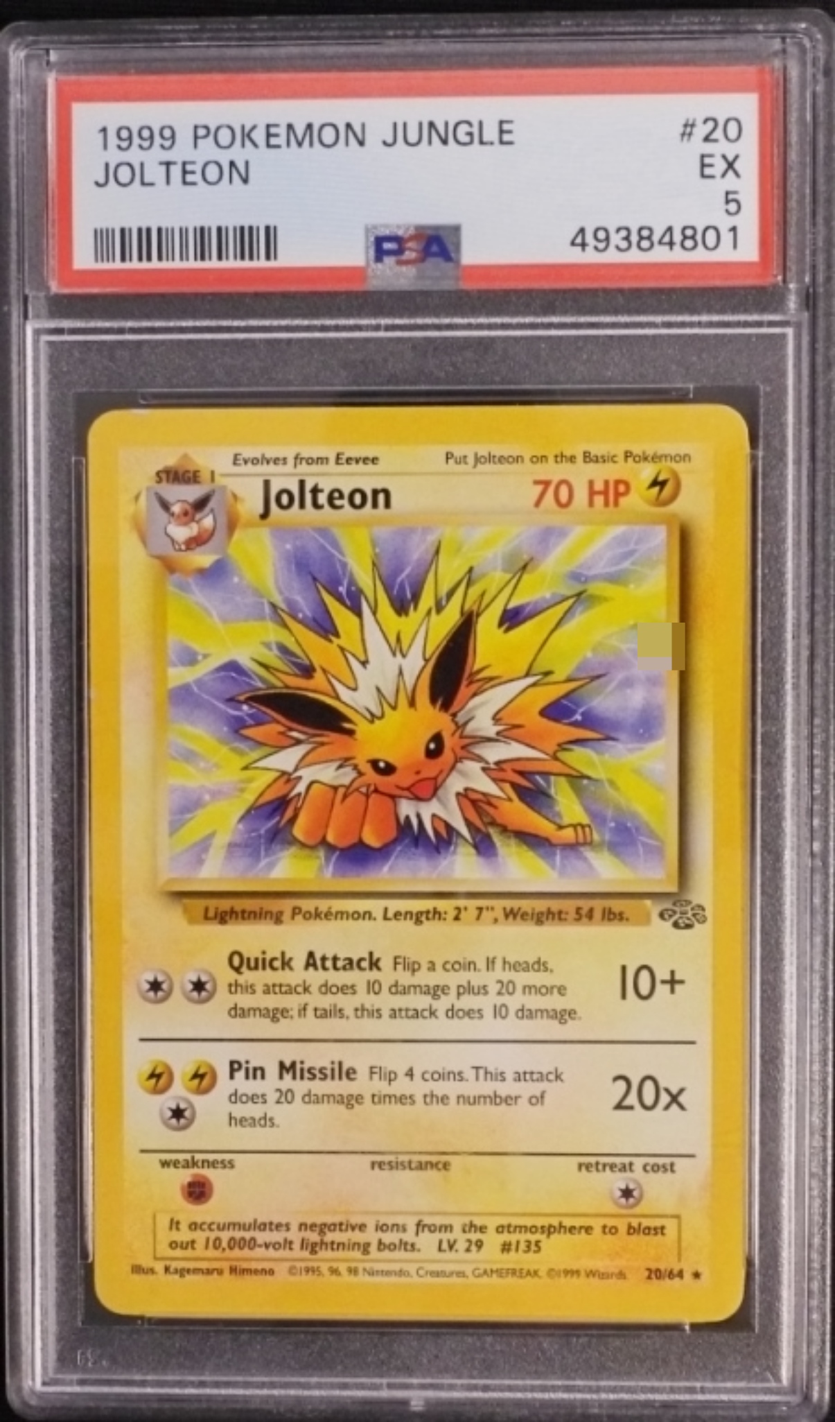 1999 Jolteon Jungle #20/64, PSA 5