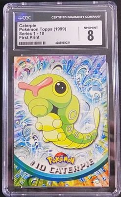 1999 Caterpie Topps Pokemon #10, CGC 8. 1999 Topps Pokemon TV Animation Edition "Series 1-10" 