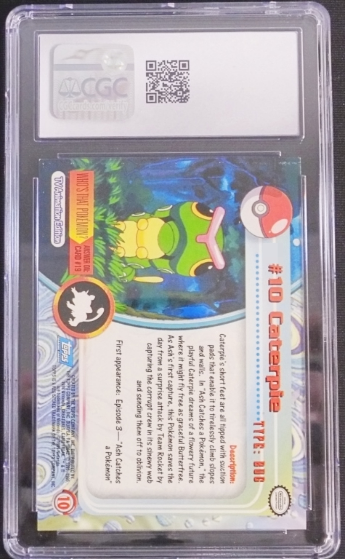 1999 Caterpie Topps Pokemon #10, CGC 8