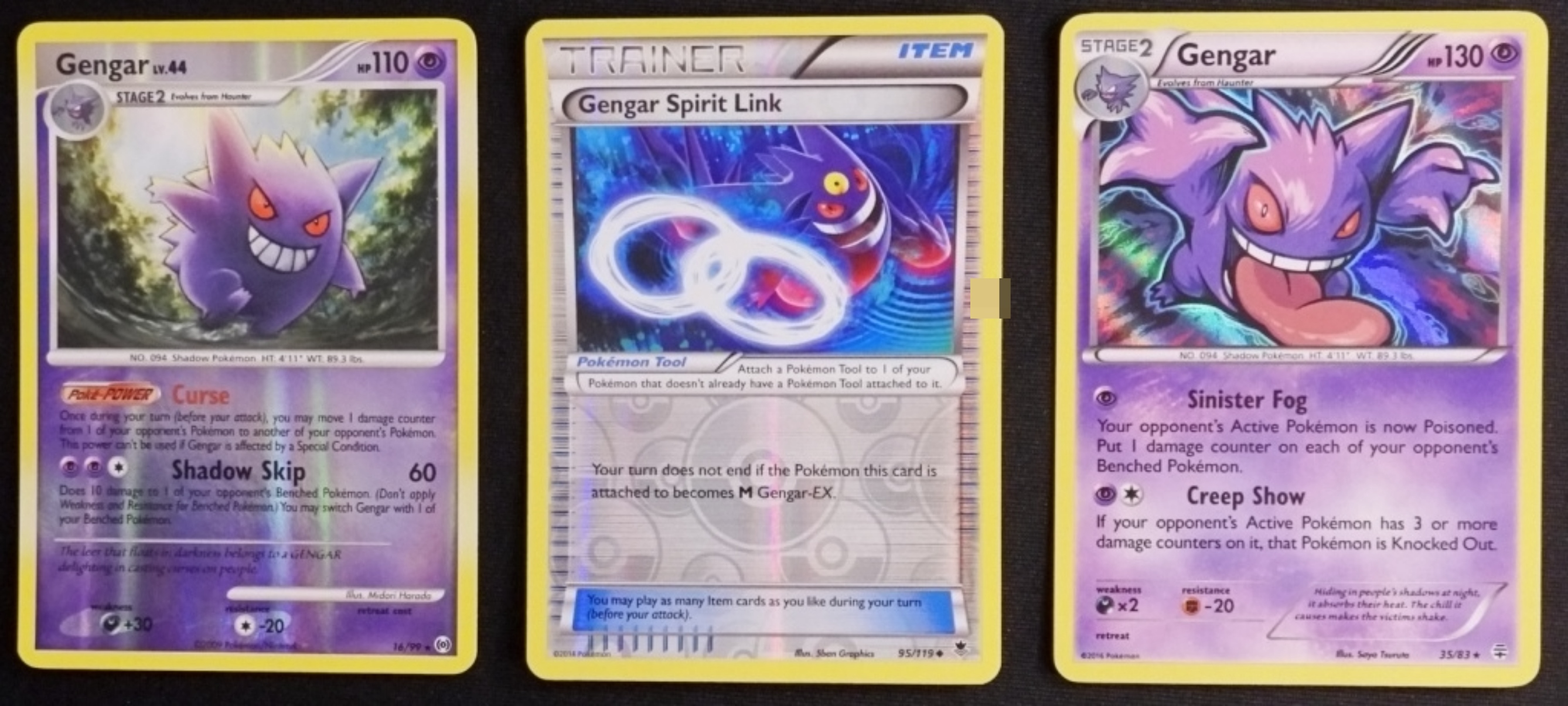 Pokemon Gengar Card Lot, 3 Cards, Mixed Sets