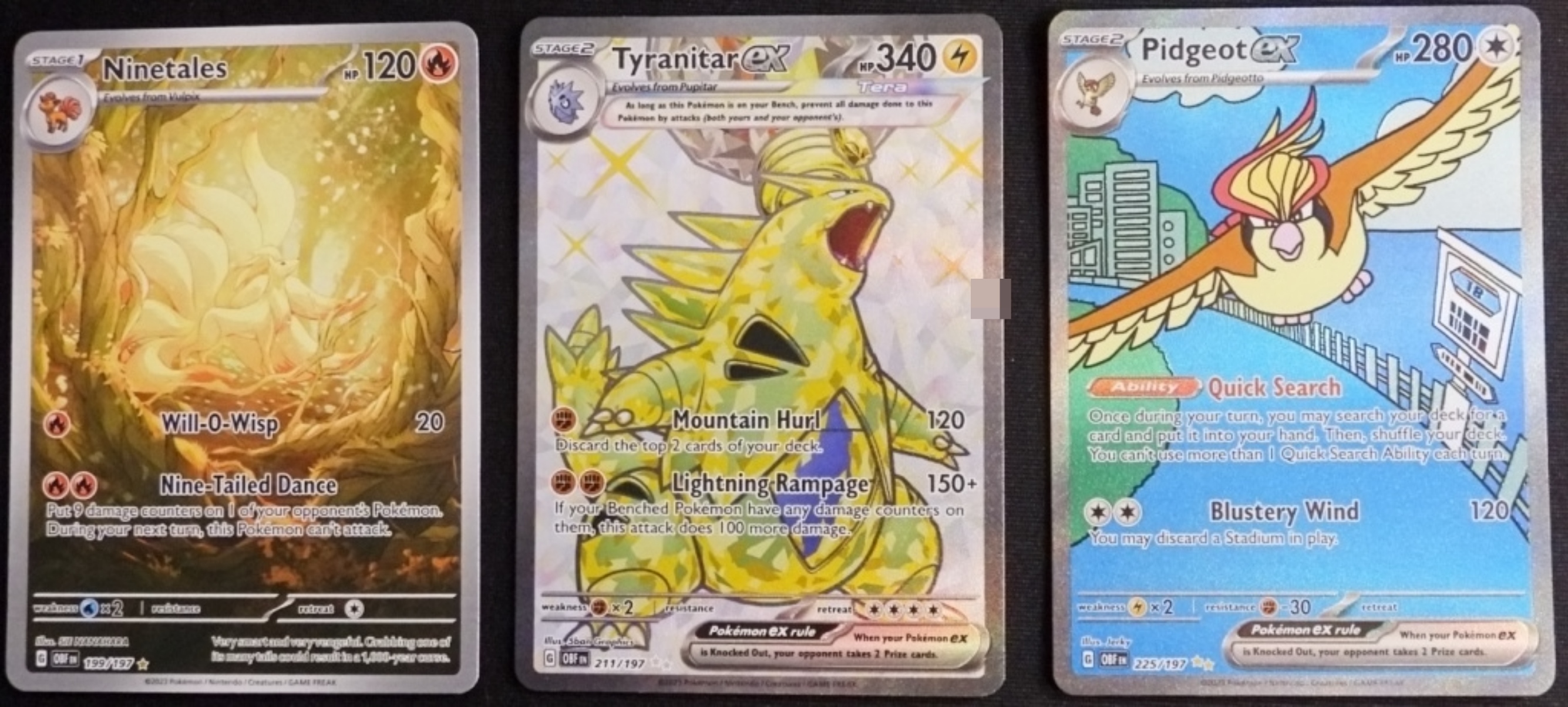 Pokemon Lot, 3 Cards, Obsidian Flames Full Art