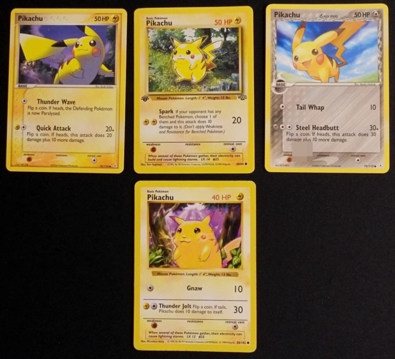 Pikachu Card Lot, 4 Cards, Mixed Sets