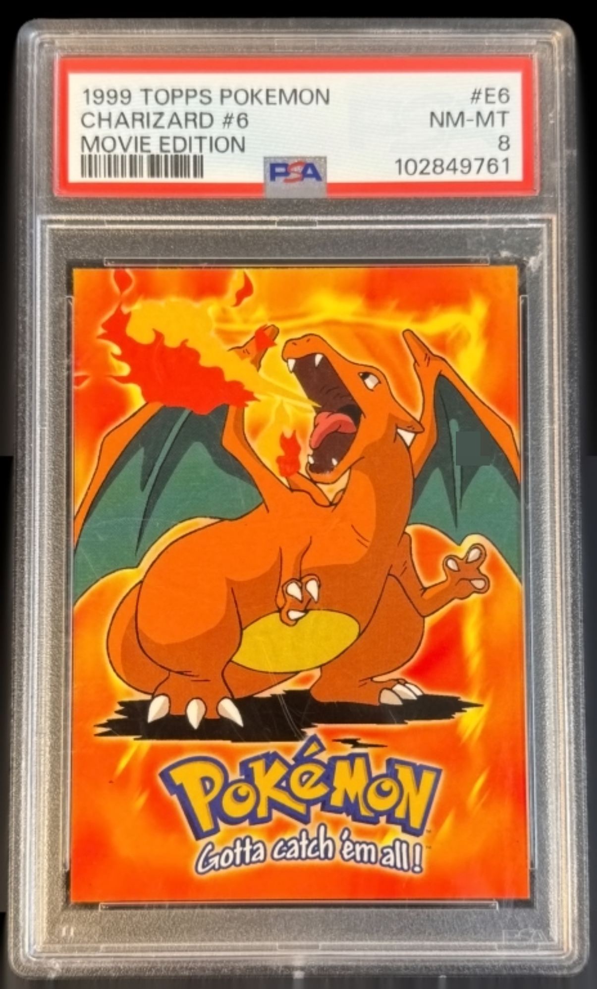1999 Charizard Topps Movie Ed #E6, PSA 8