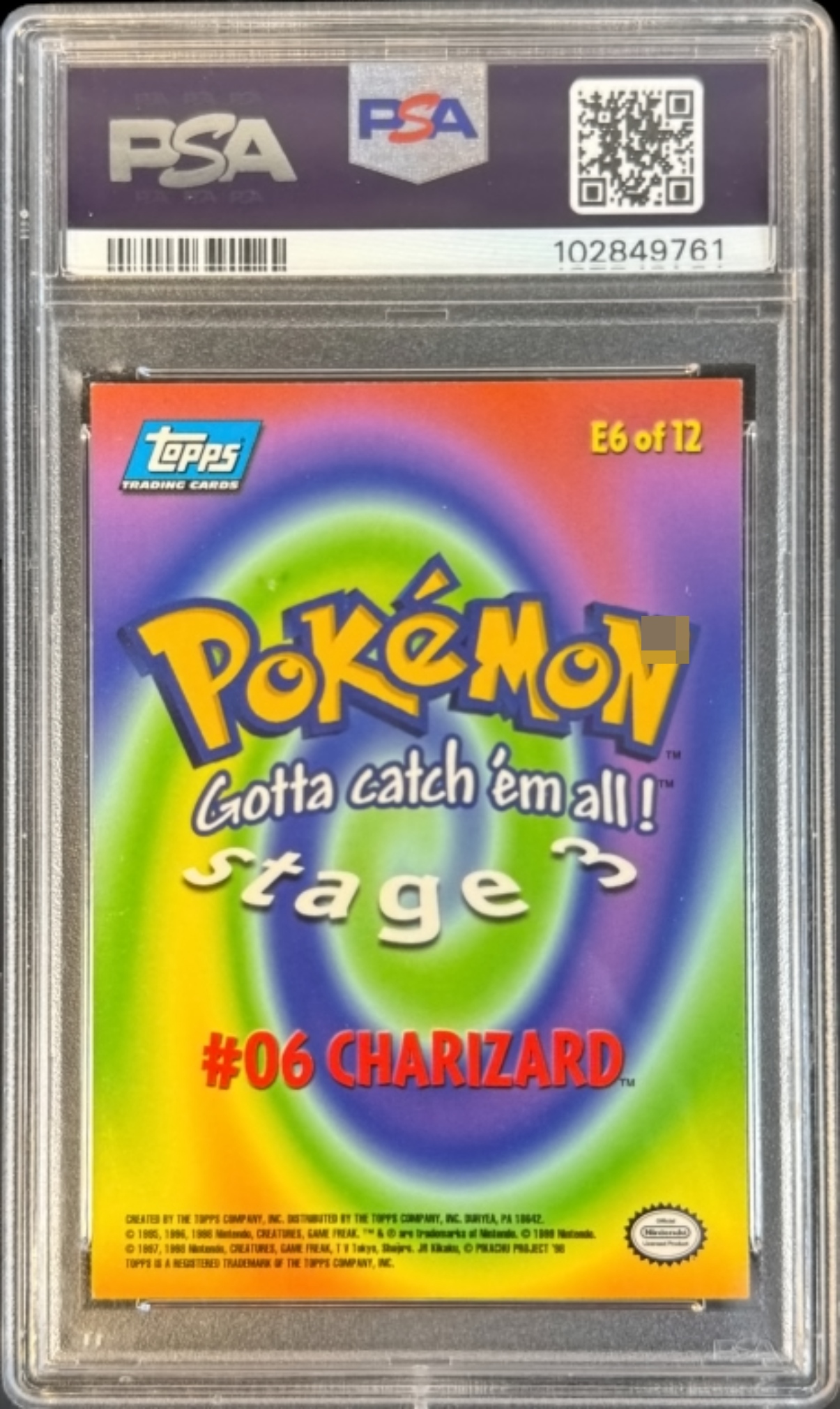 1999 Charizard Topps Movie Ed #E6, PSA 8