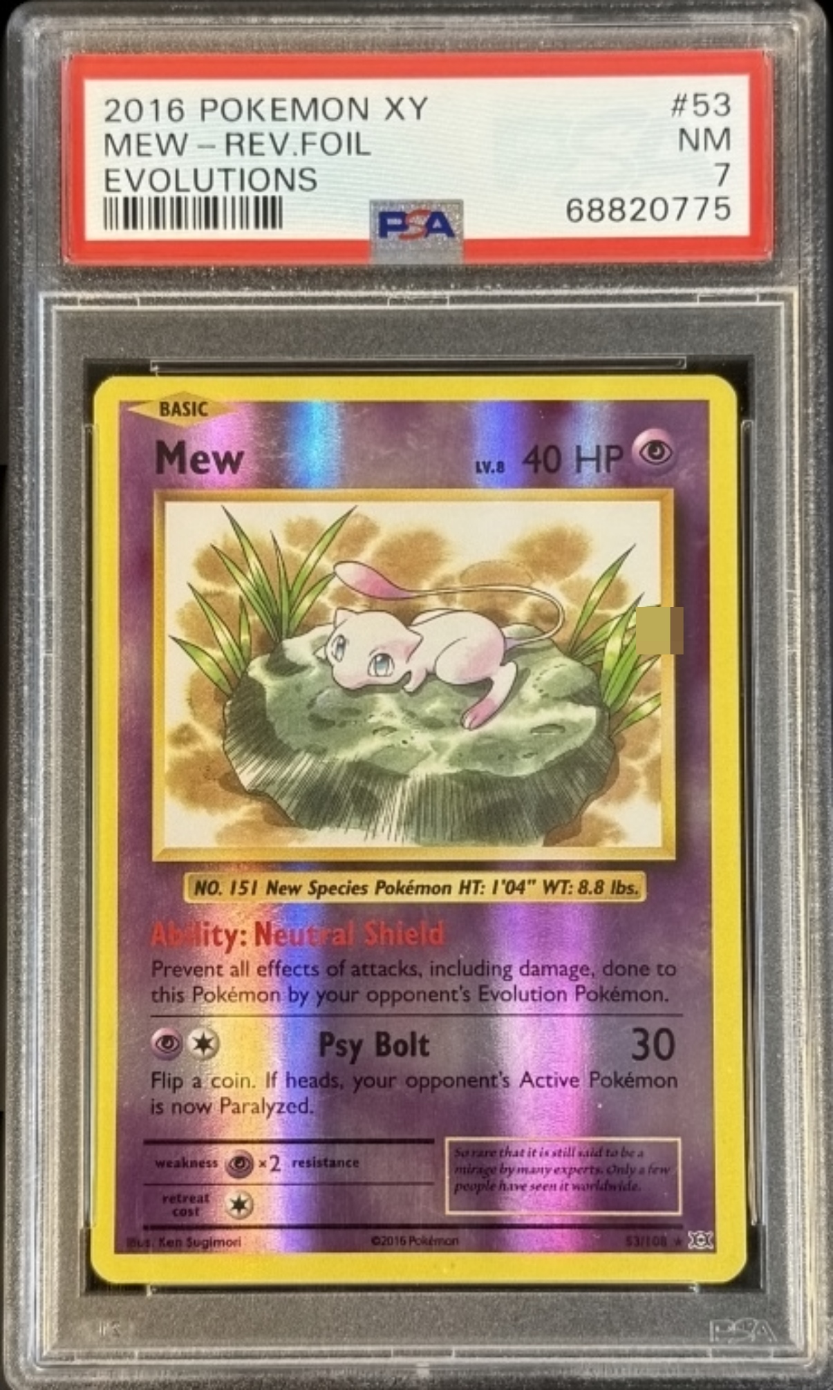 2016 Mew XY Evolutions #53/108, PSA 7