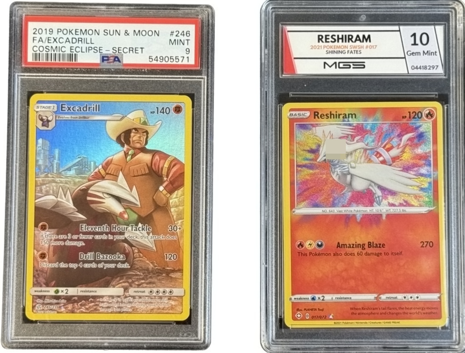 Pokemon Card Lot: Excadrill PSA 9, Reshiram 10