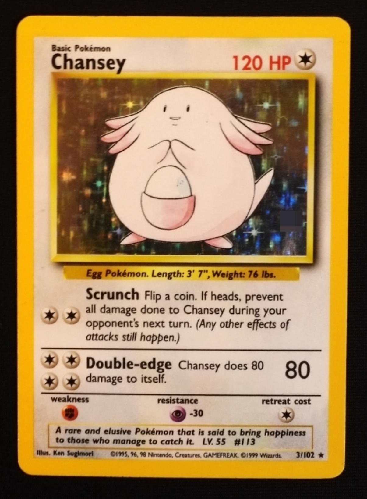 1999 Chansey Base Set #3/102 Holo