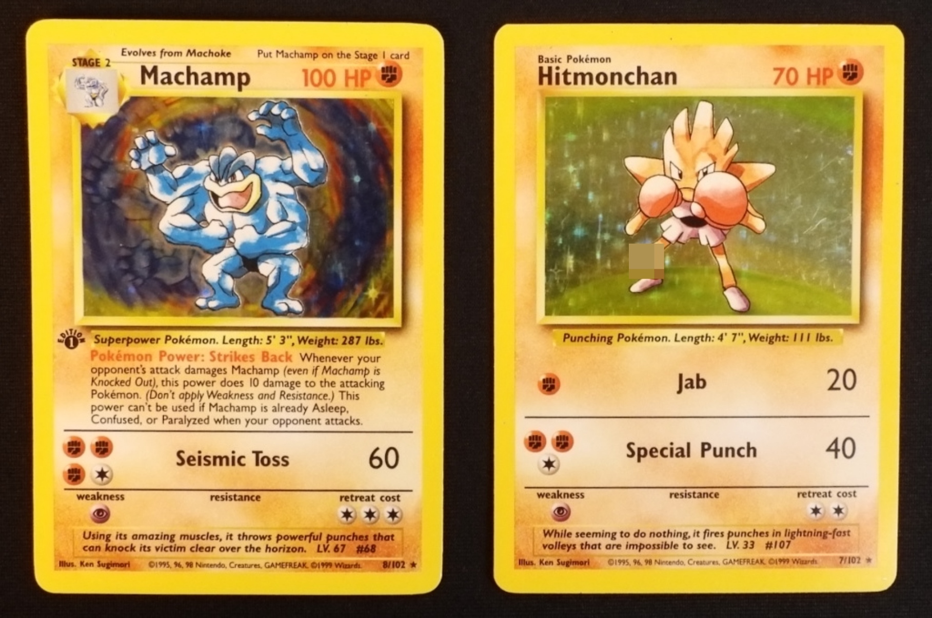Pokemon Card Lot, Machamp & Hitmonchan Base Set