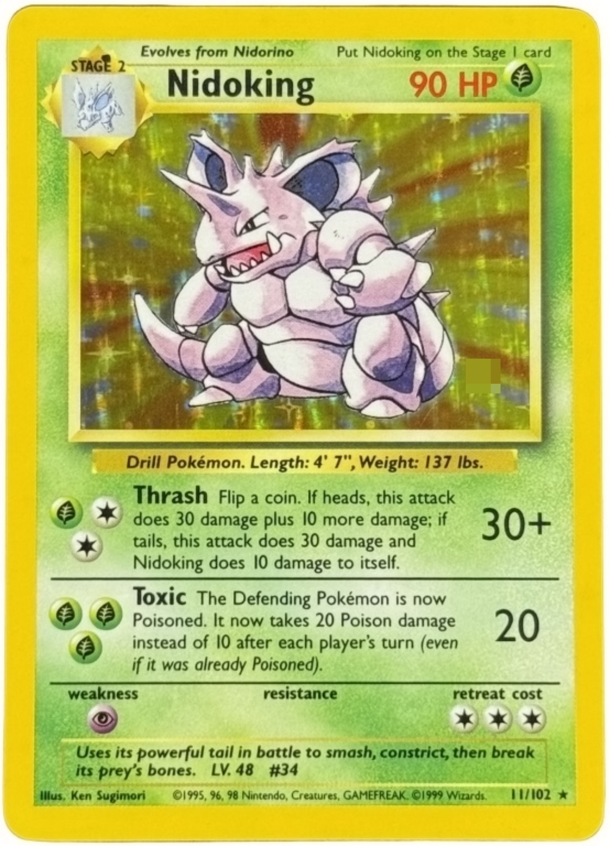 1999 Nidoking Base Set #11/102 Holo