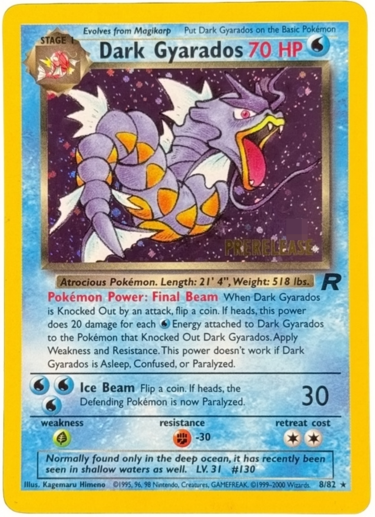2000 Dark Gyarados Team Rocket #8/82 Prerelease