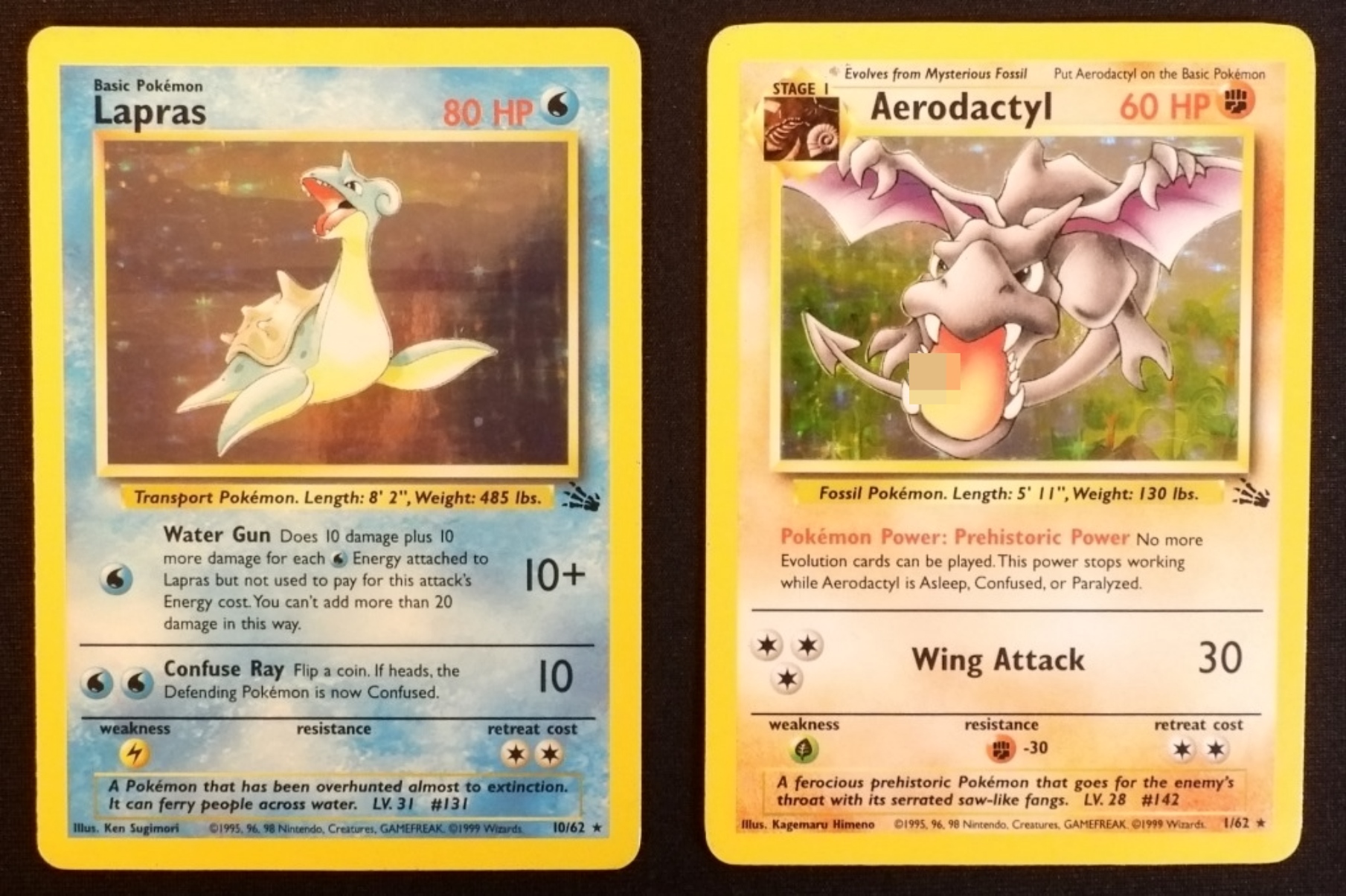 1999 Fossil Holo Lot: Lapras & Aerodactyl