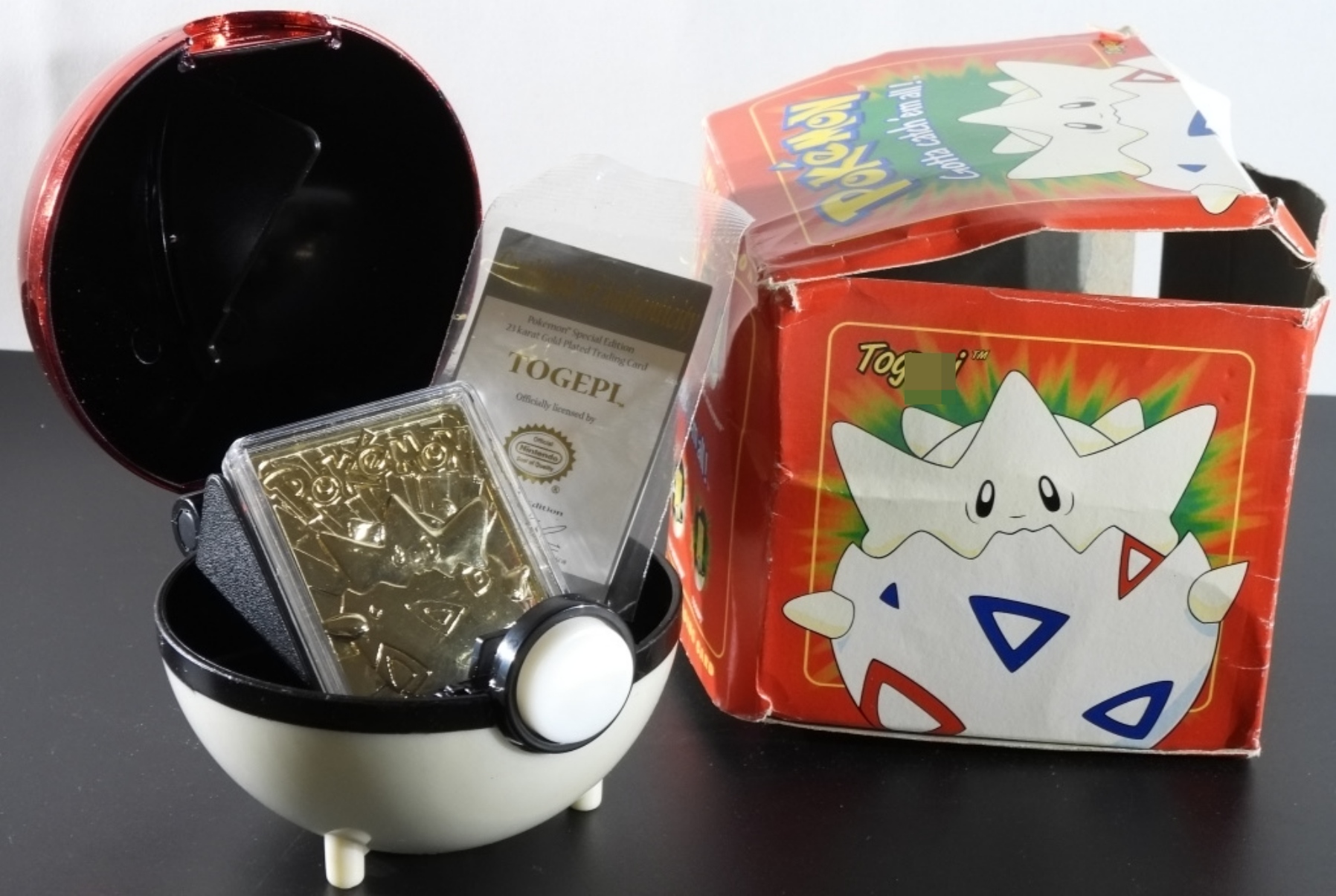 1999 Togepi 23K Gold Card, Pokeball Case+Box