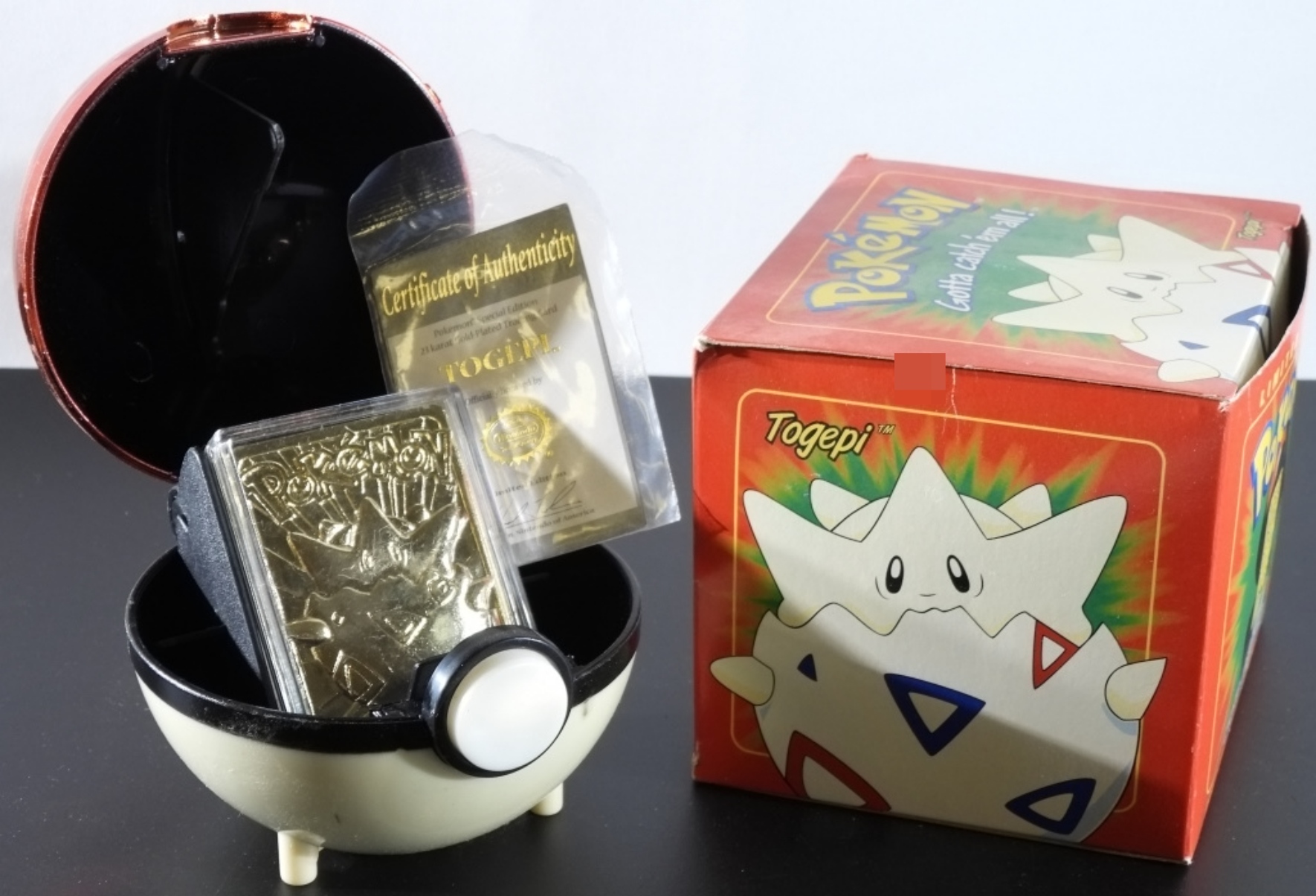 1999 Togepi 23K Gold Card + Pokeball Case