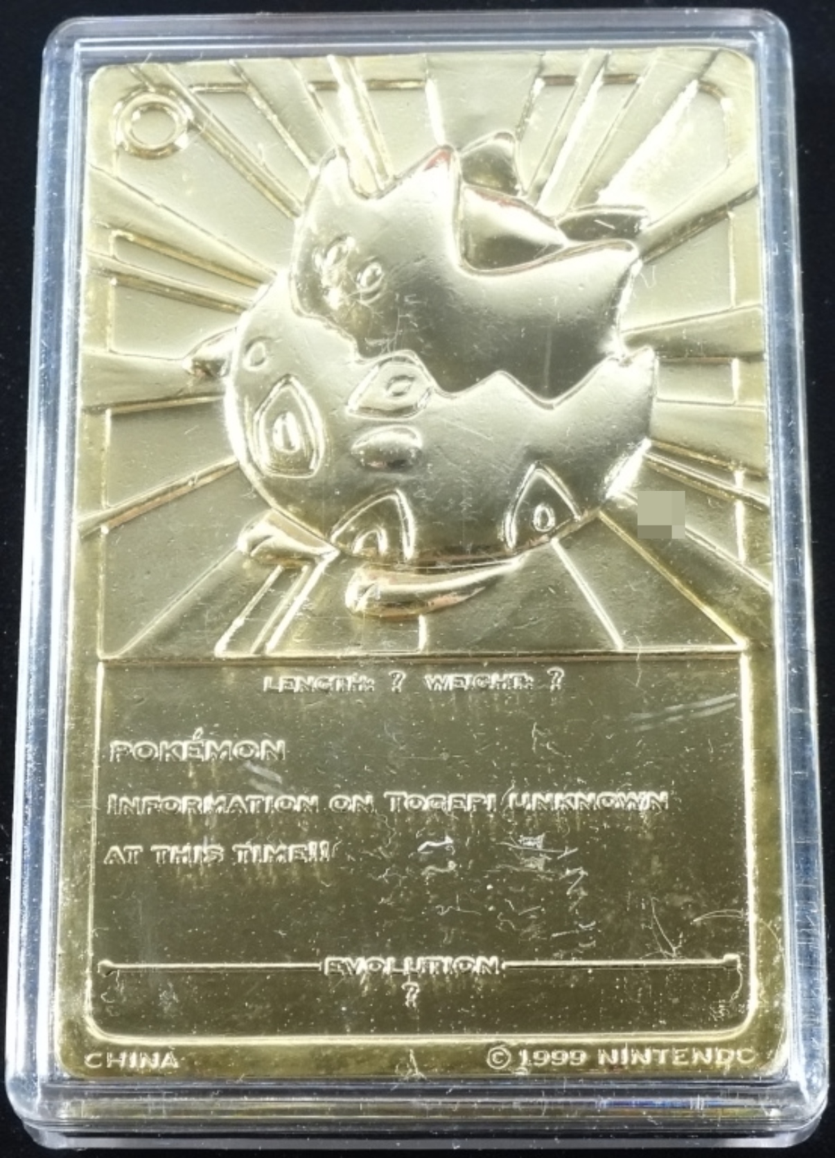 1999 Togepi 23K Gold Card + Pokeball Case