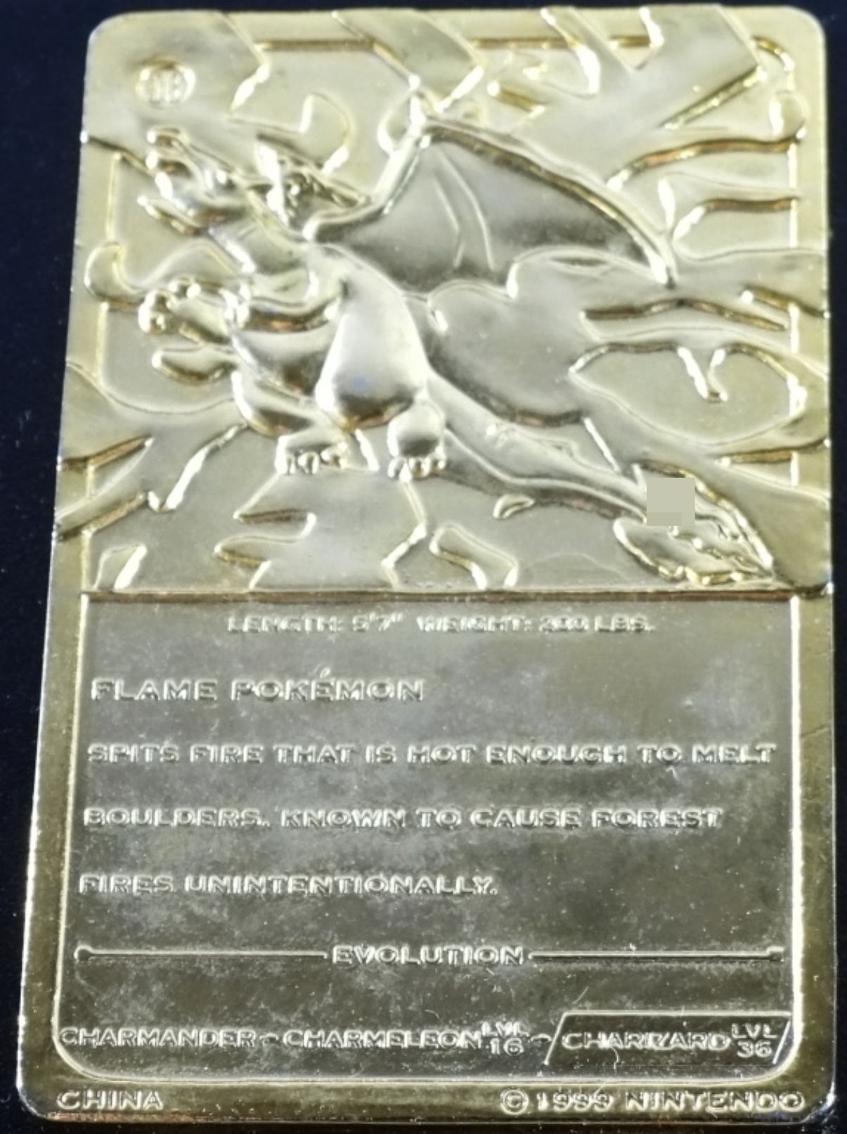 1999 Charizard Burger King 23K Gold Card