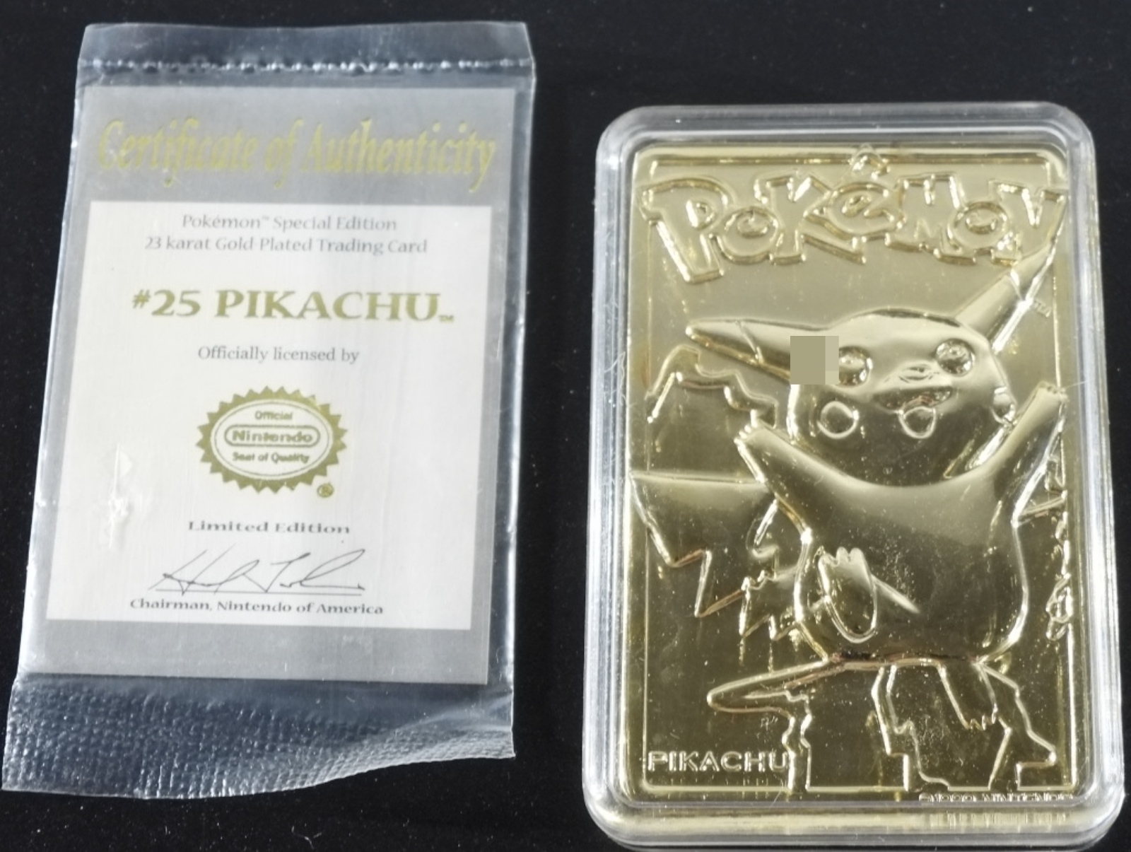 1999 Pikachu #25 23K Gold Card, Poke Ball Case
