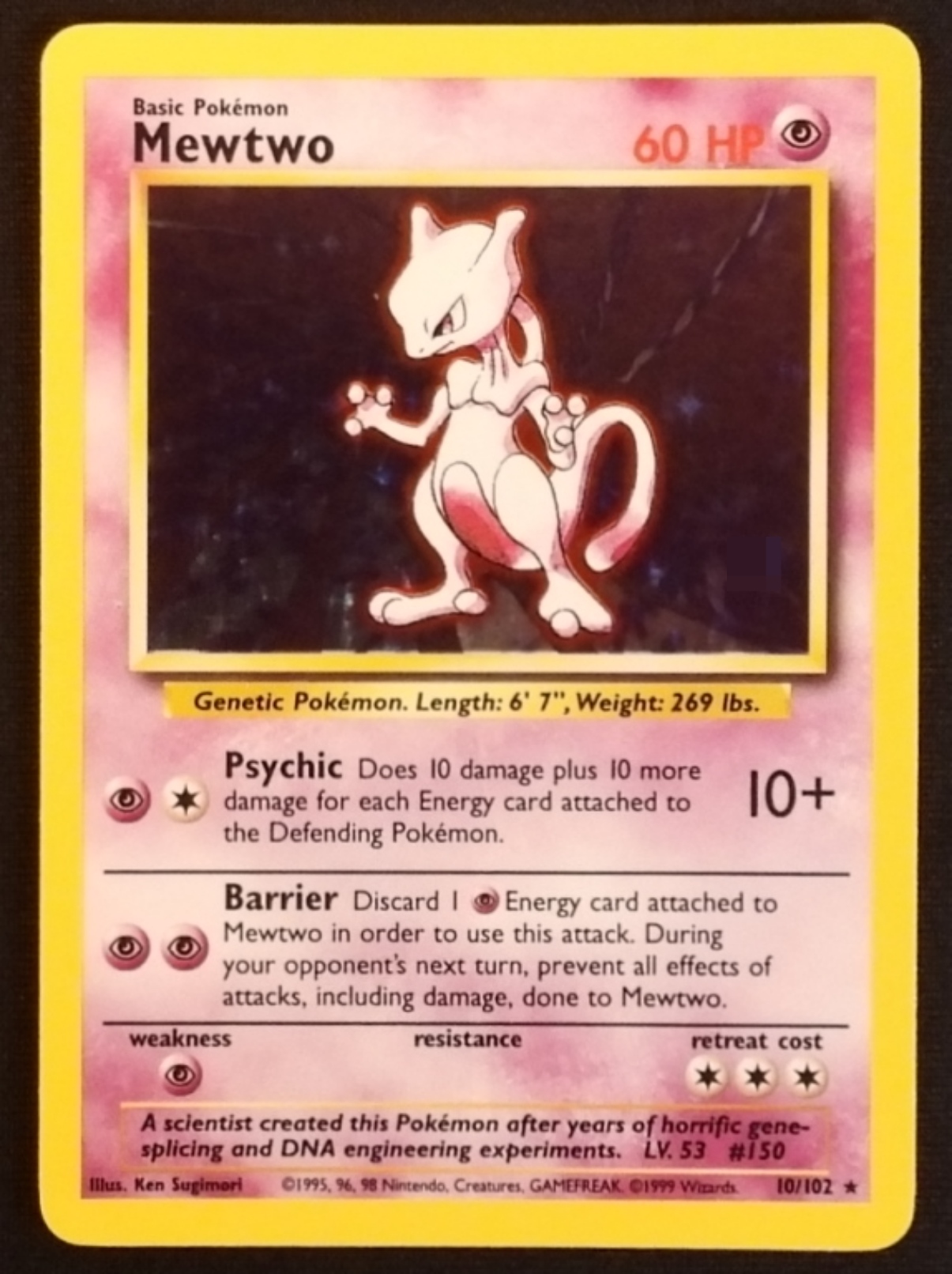 1999 Mewtwo Base Set #10/102