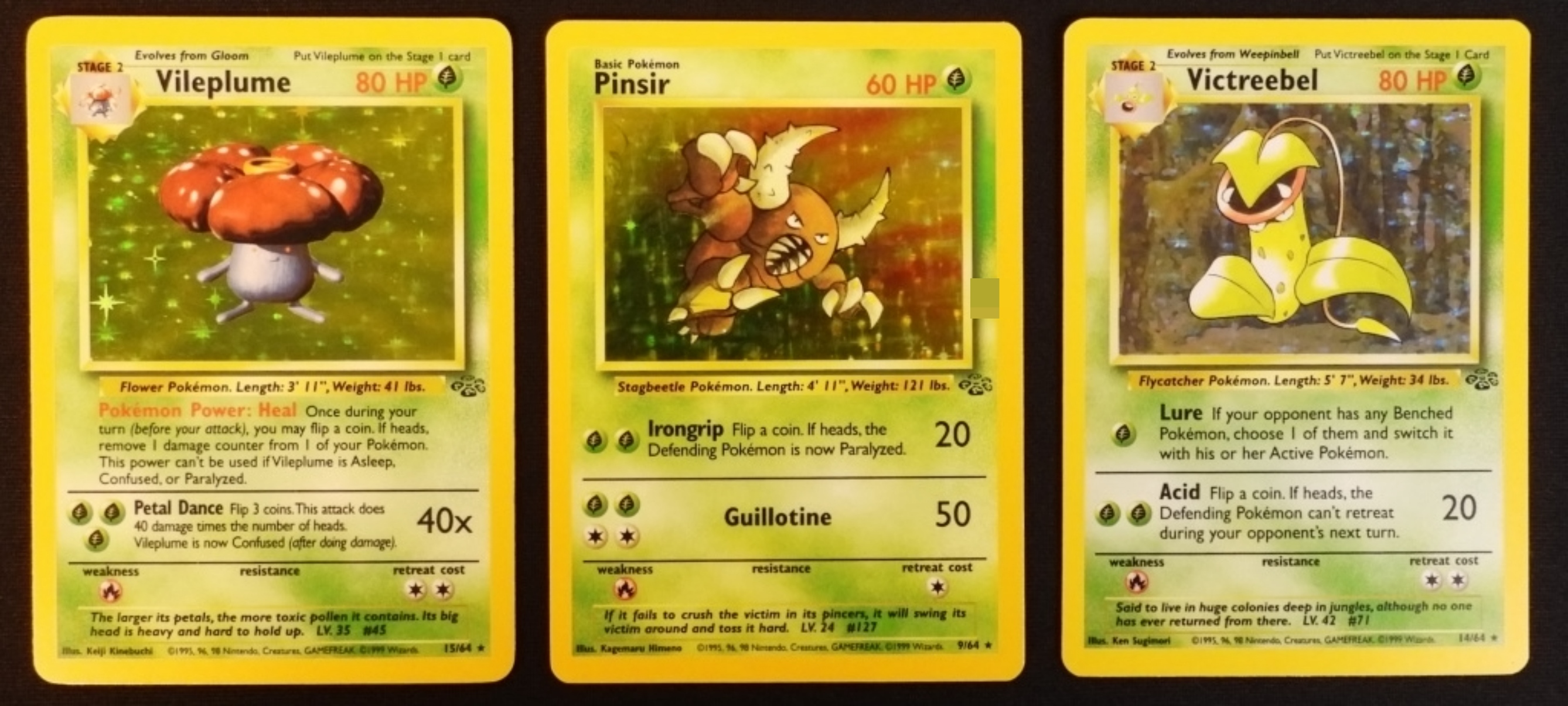 Pokemon Jungle Holo Lot, 3 Cards, 1999