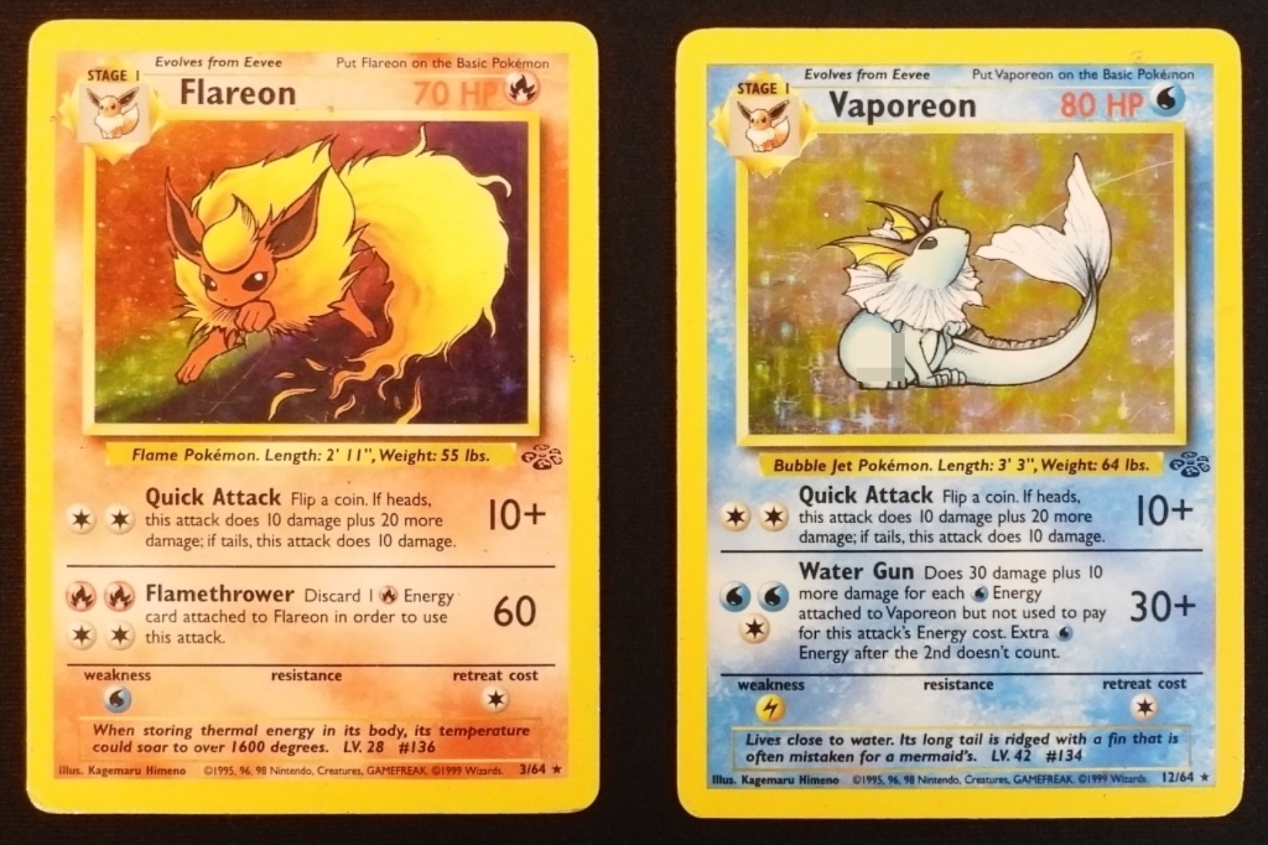 1999 Flareon & Vaporeon Jungle #3/12/64 Lot