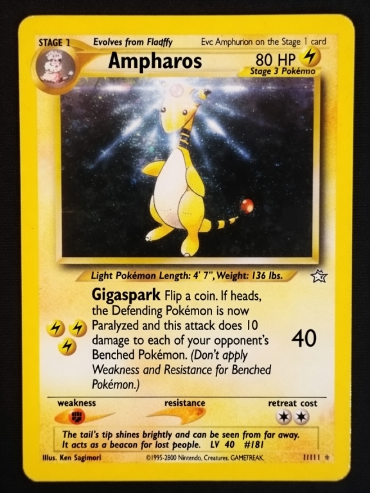 Ampharos Pokemon Card, Neo Genesis #1/111